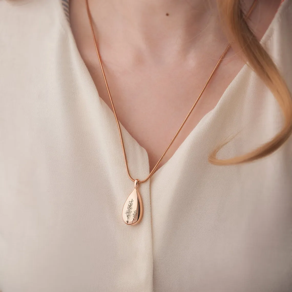 Birth Flower Teardrop Memorial Necklace sold by Anavia product image thumbnail 2