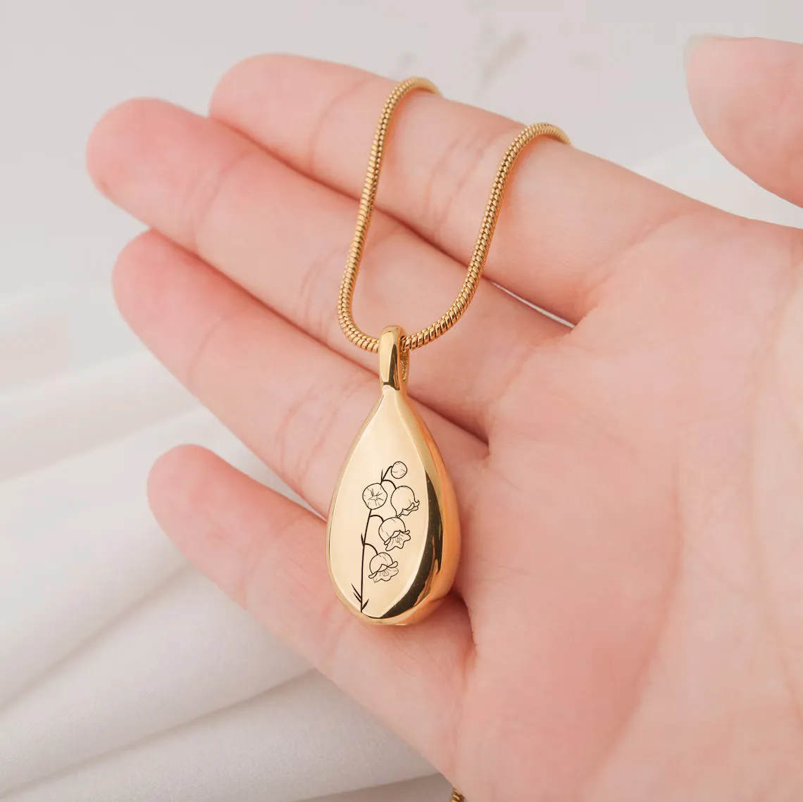 Birth Flower Teardrop Memorial Necklace sold by Anavia product image thumbnail 5