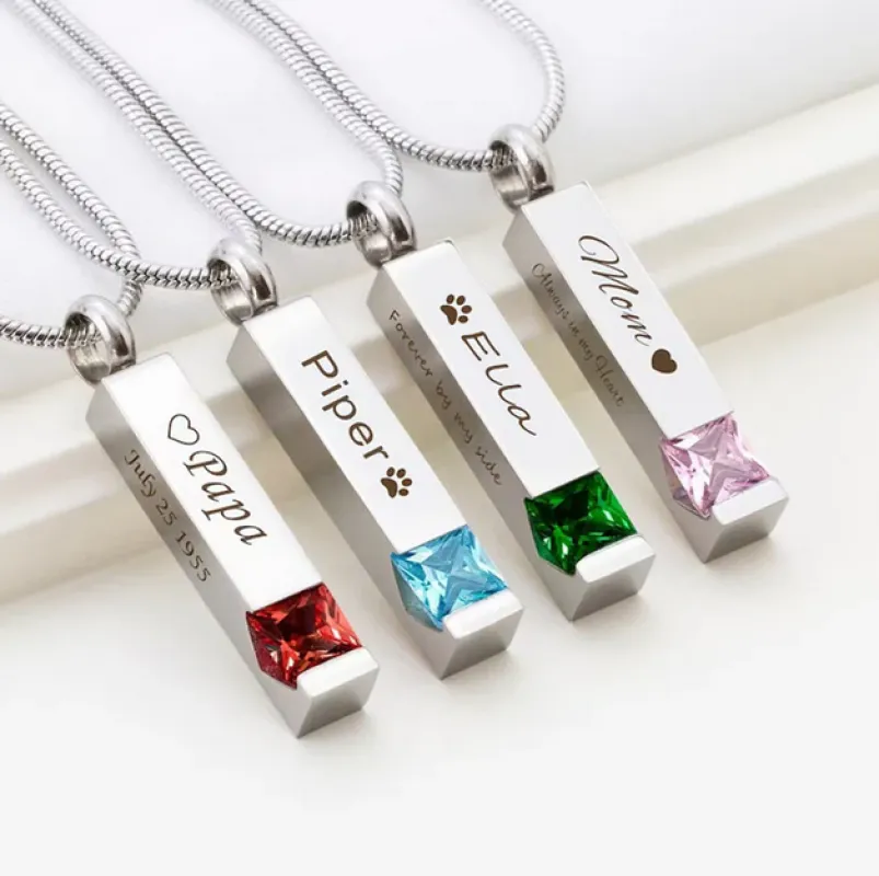Birthstone Bar Memorial Necklace sold by Anavia