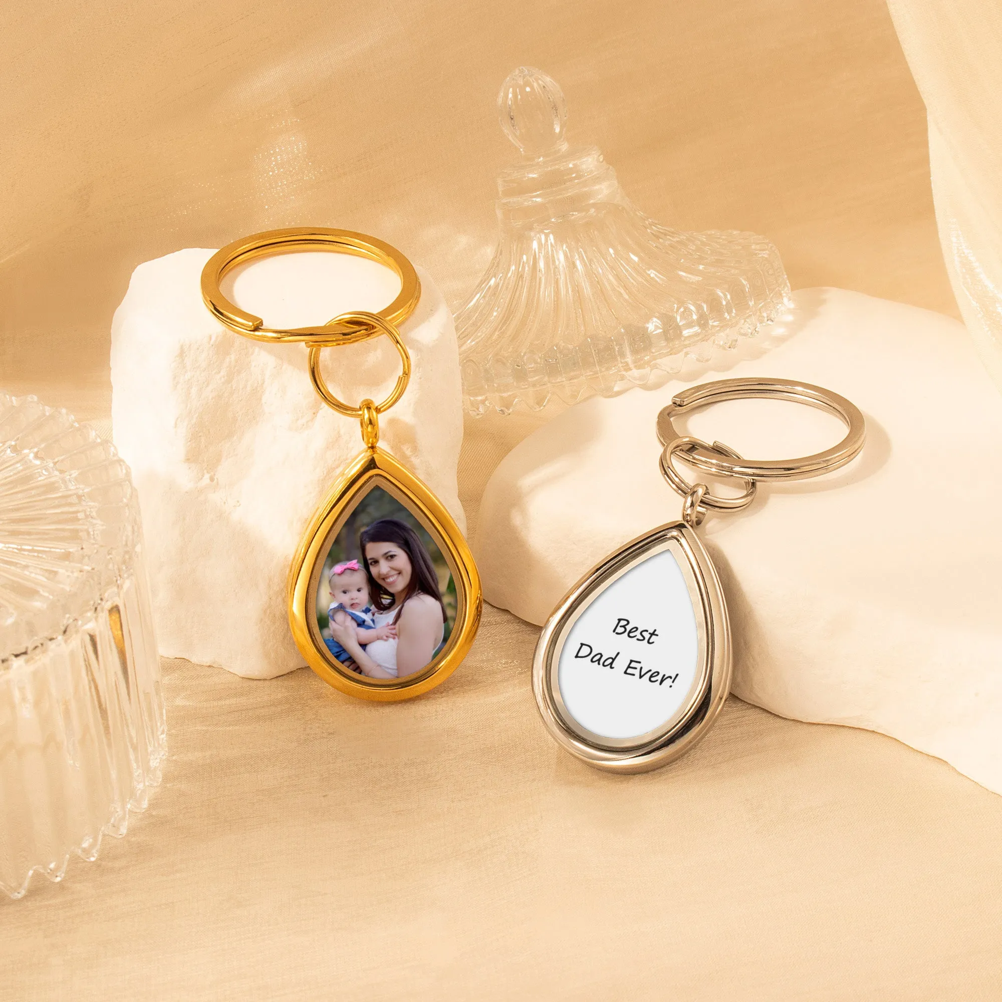 Glass Teardrop Photo Locket Keychain sold by Anavia product image thumbnail 2