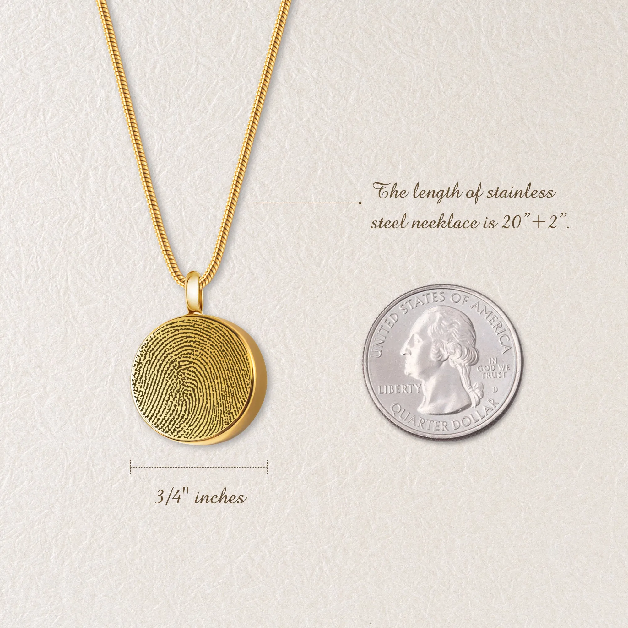 Custom Fingerprint and Handwriting Round Memorial Necklace sold by Anavia product image thumbnail 3