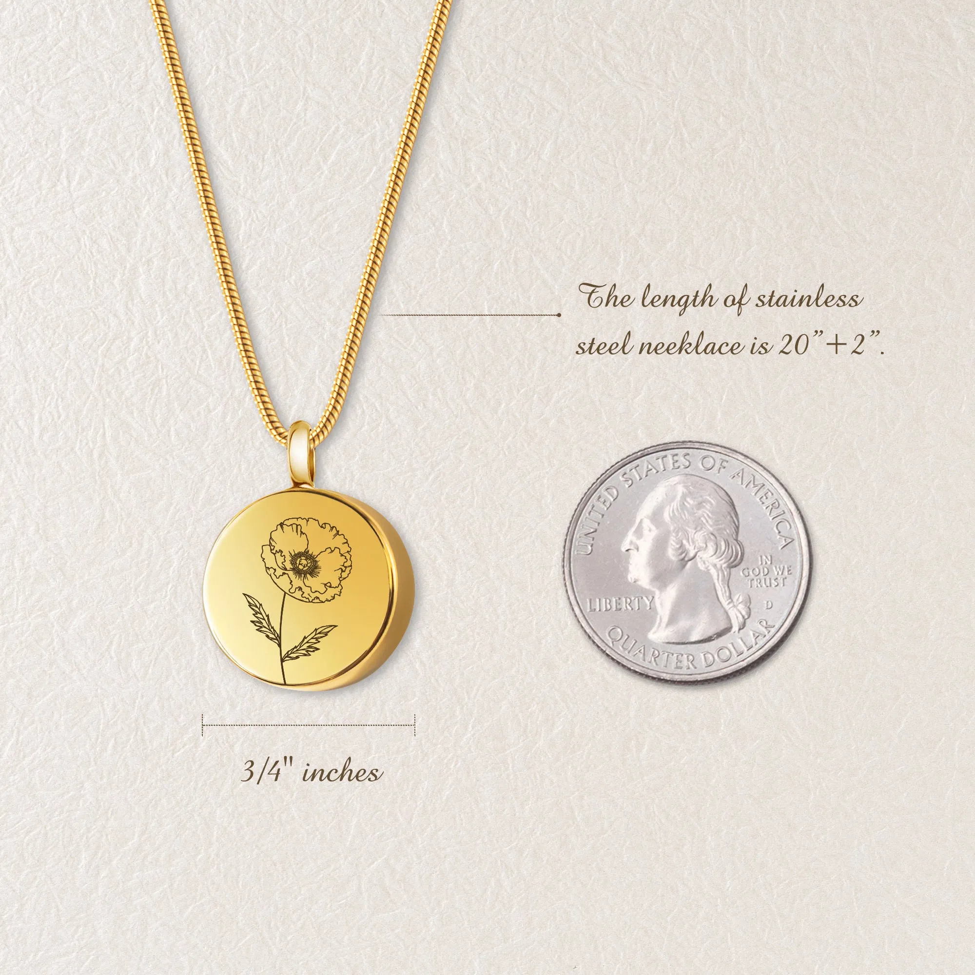Classic Round Birth Flower Memorial Necklace sold by Anavia product image thumbnail 5