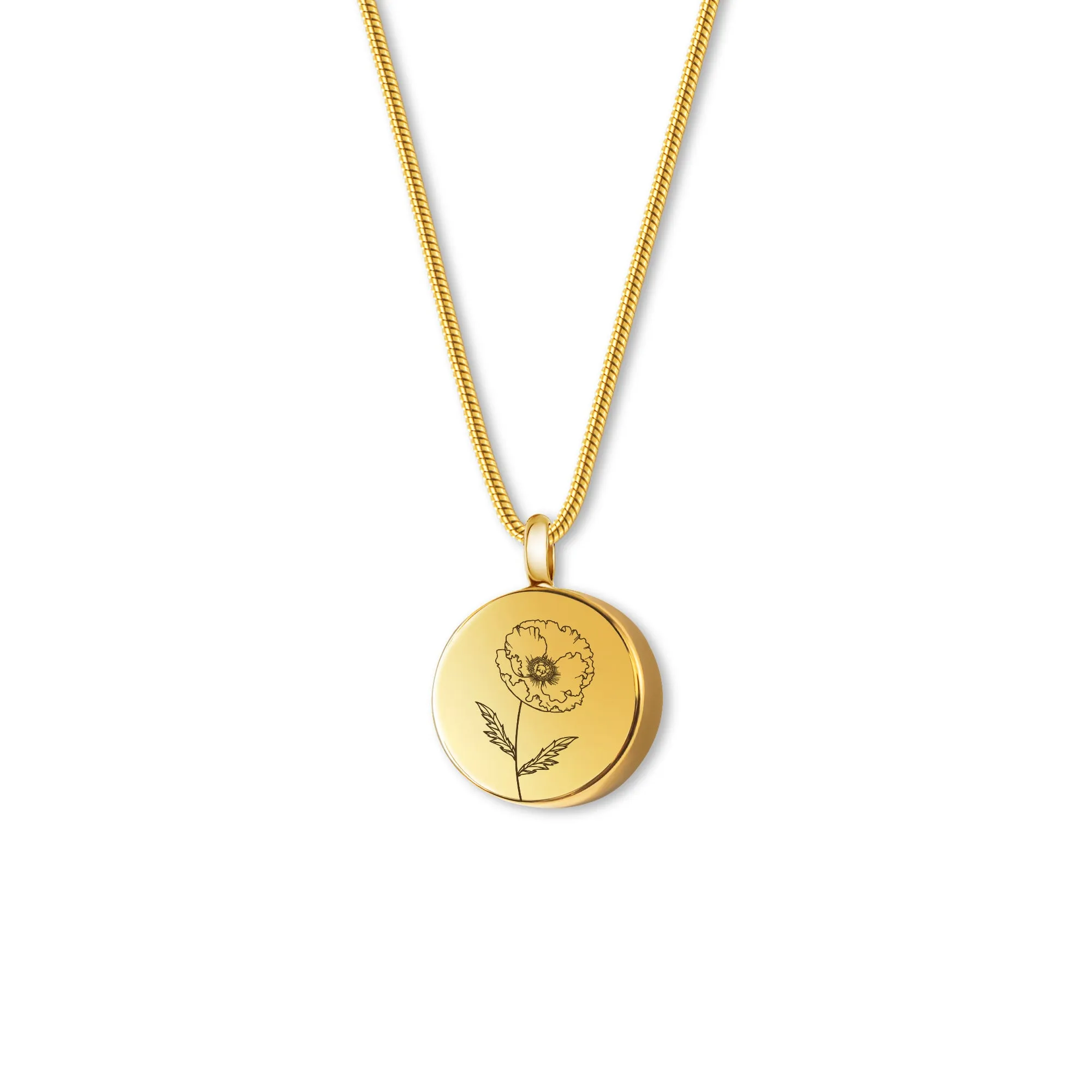 Classic Round Birth Flower Memorial Necklace sold by Anavia
