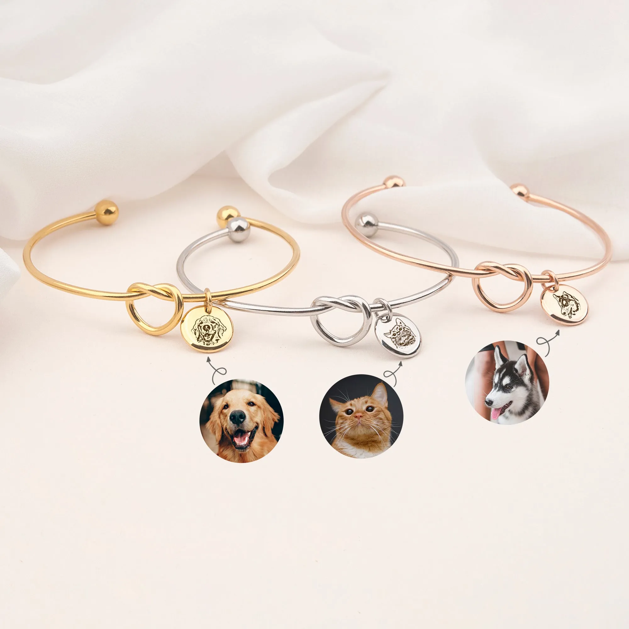 Pet Portrait Photo Custom Cuff Knot Bracelet sold by Anavia product image thumbnail 3