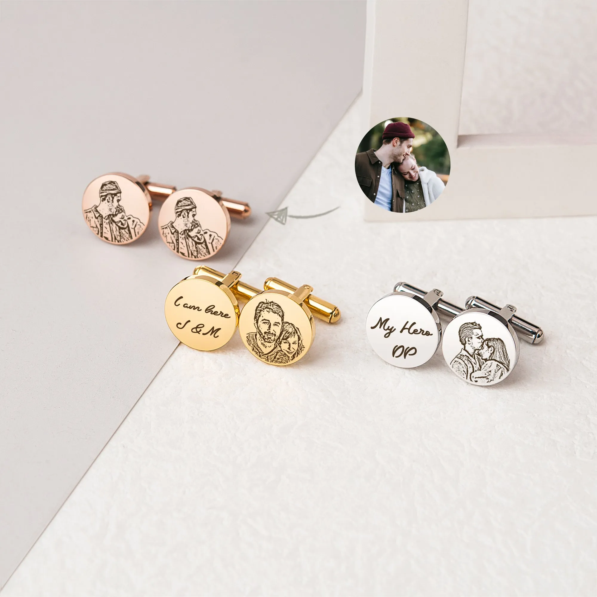 Couple Portrait Photo Cufflinks sold by Anavia product image thumbnail 3