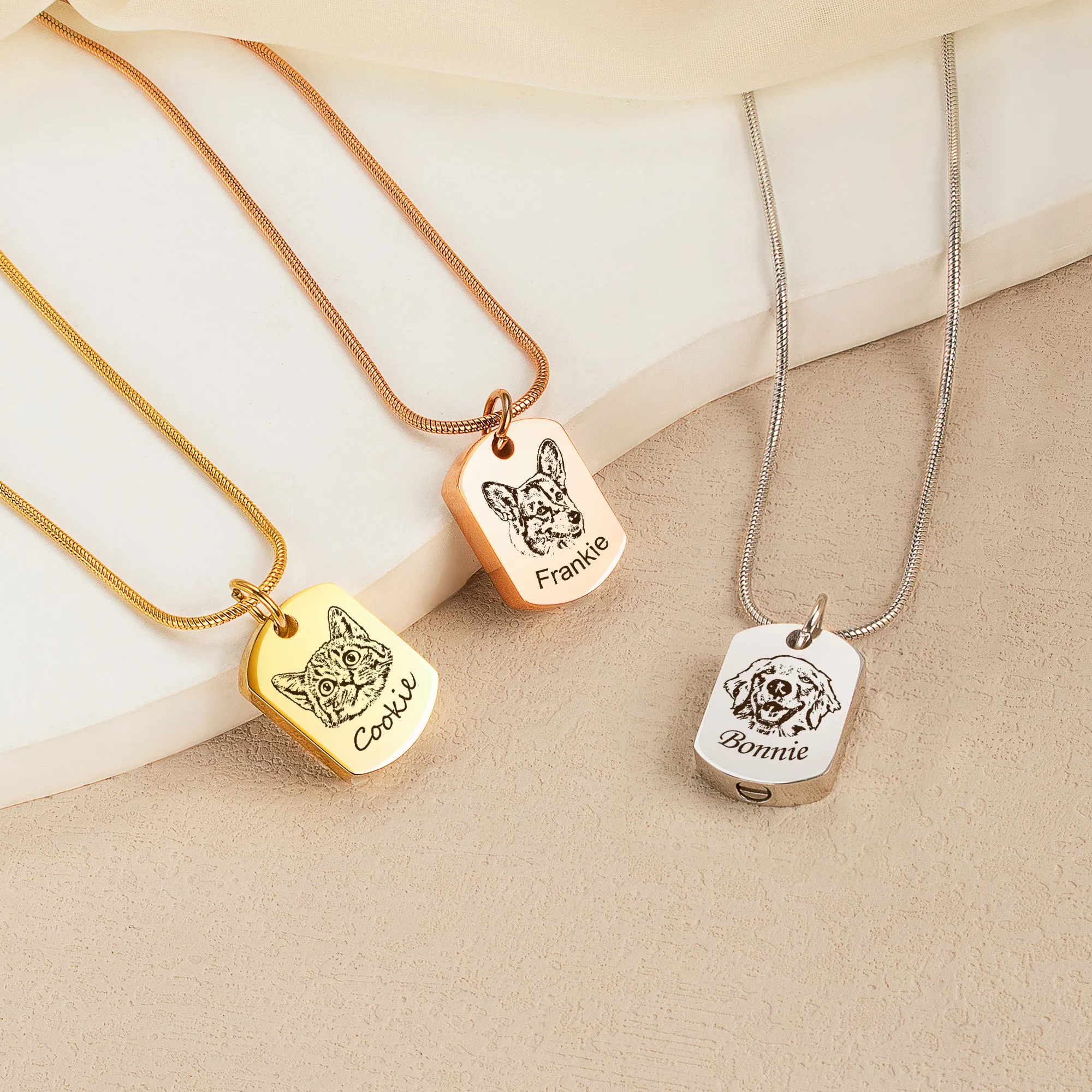 Pet Portrait Memorial Dog Tag Necklace sold by Anavia product image thumbnail 4