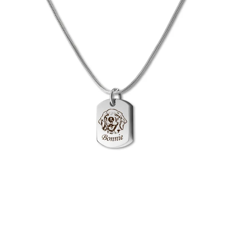 Pet Portrait Memorial Dog Tag Necklace sold by Anavia