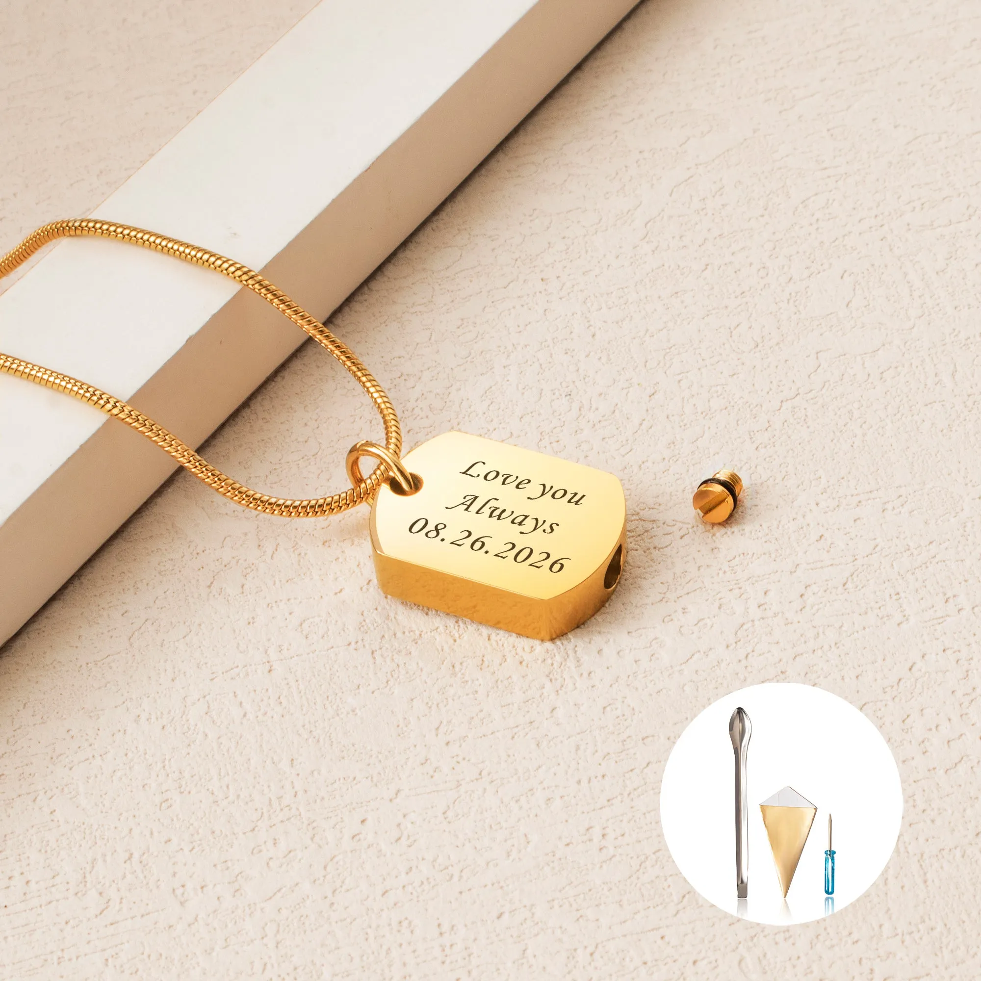 Vertical Engraving Memorial Dog Tag Urn Necklace sold by Anavia product image thumbnail 4