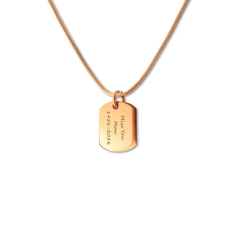 Vertical Engraving Memorial Dog Tag Urn Necklace sold by Anavia