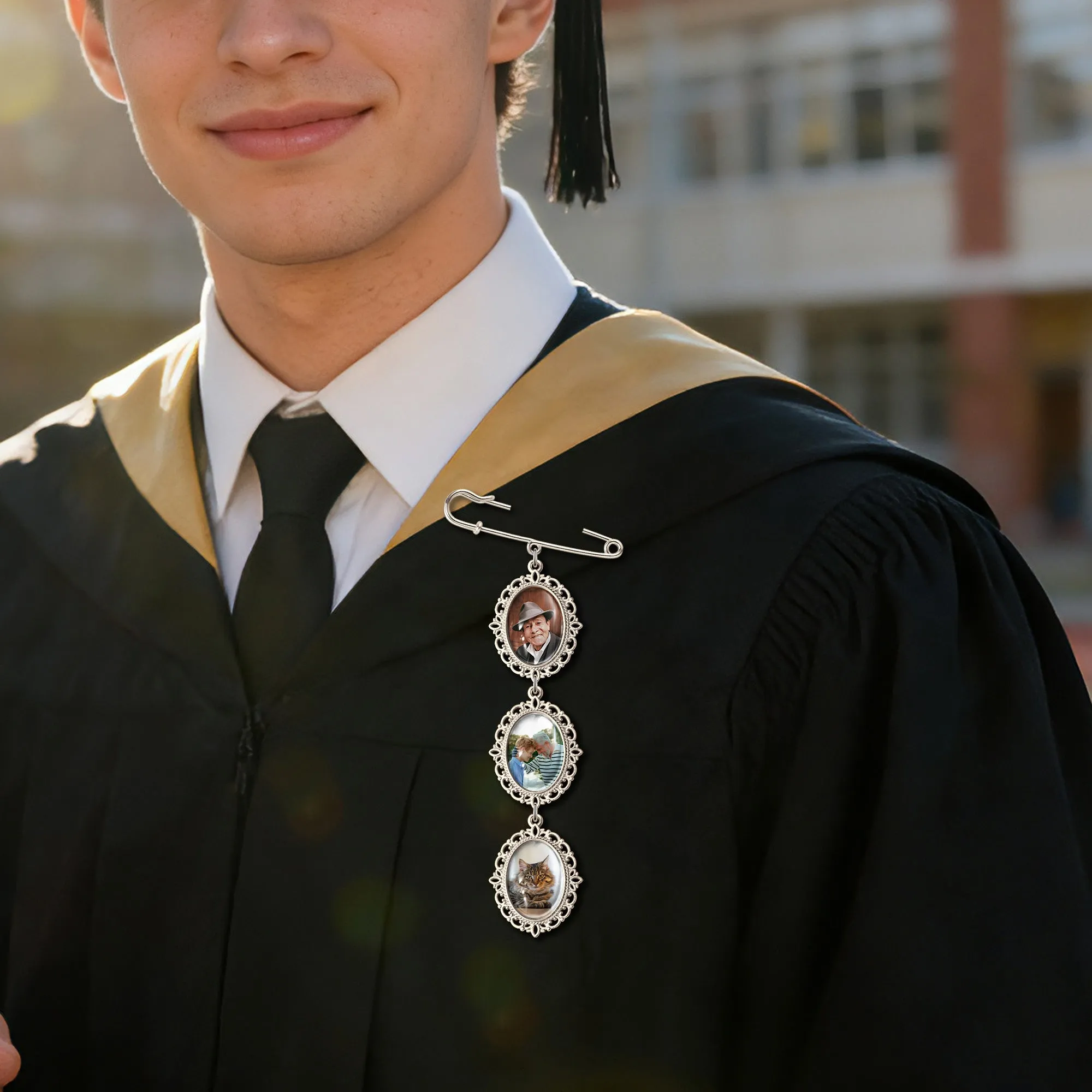 Vertical Oval Vintage Graduation Photo Brooch Pin sold by Anavia product image thumbnail 2