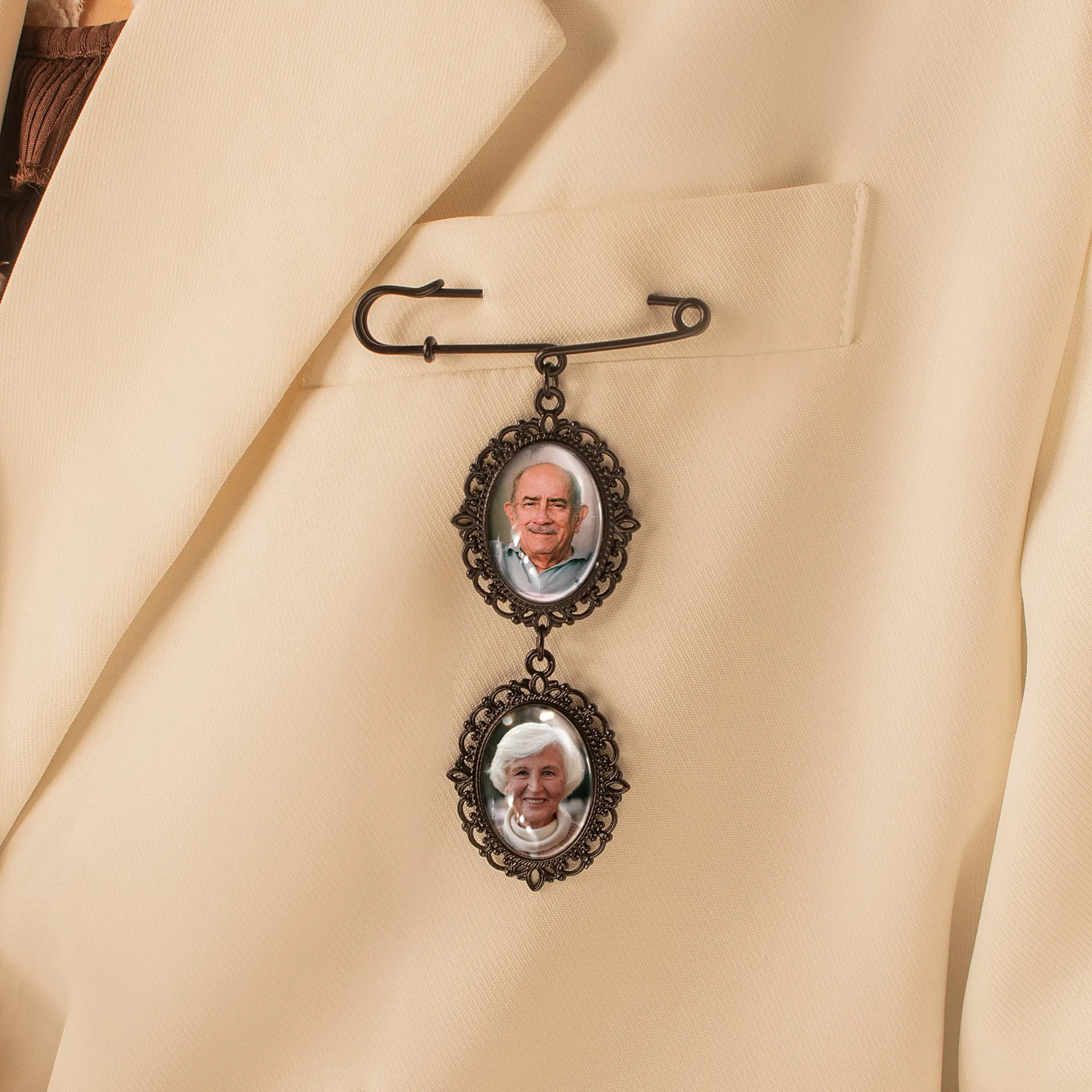 Vertical Oval Vintage Memorial Photo Brooch Pin sold by Anavia product image thumbnail 2