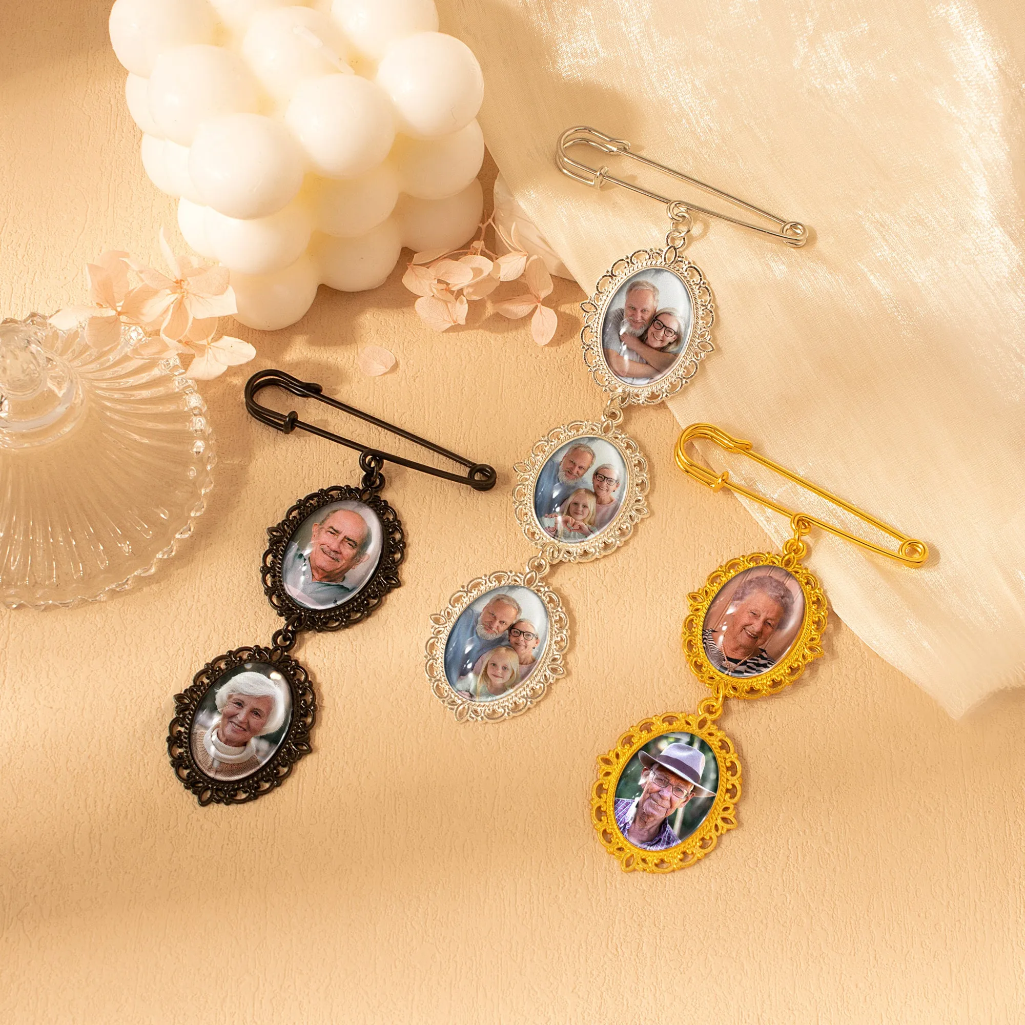 Vertical Oval Vintage Memorial Photo Brooch Pin sold by Anavia product image thumbnail 5