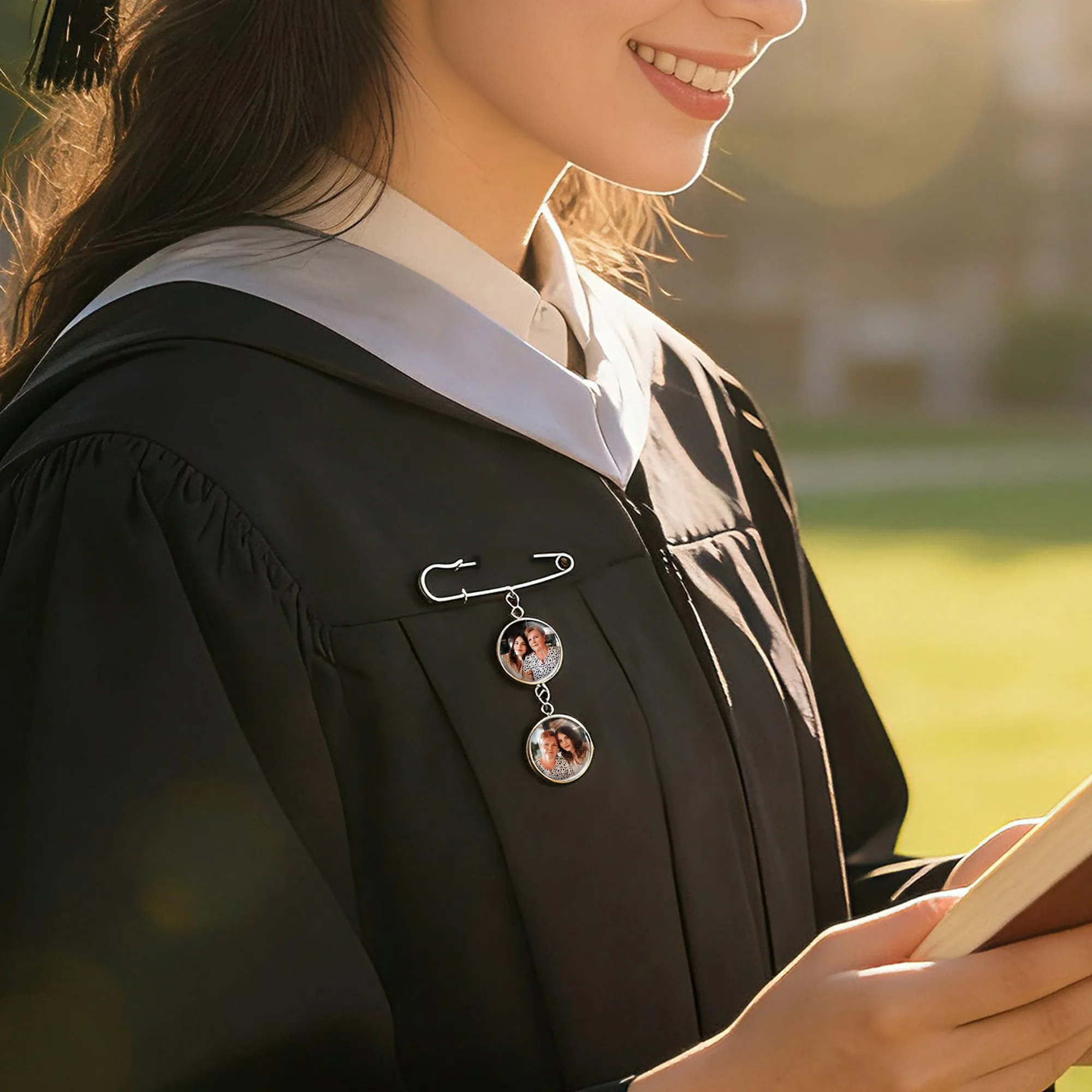 Vertical Round Graduation Photo Brooch Pin sold by Anavia product image thumbnail 4