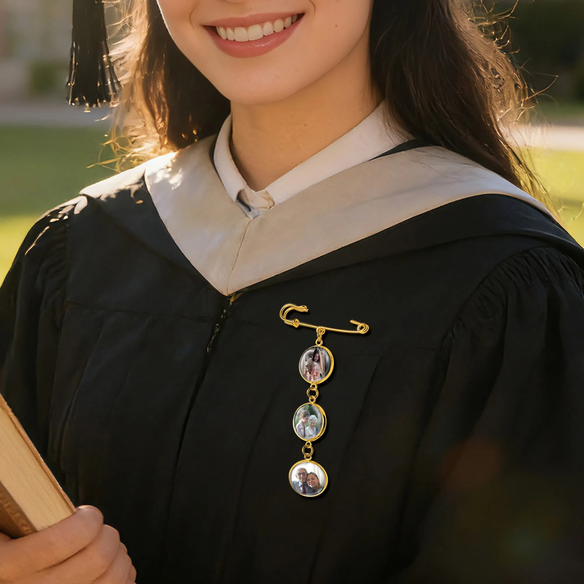 Vertical Round Graduation Photo Brooch Pin sold by Anavia product image thumbnail 2