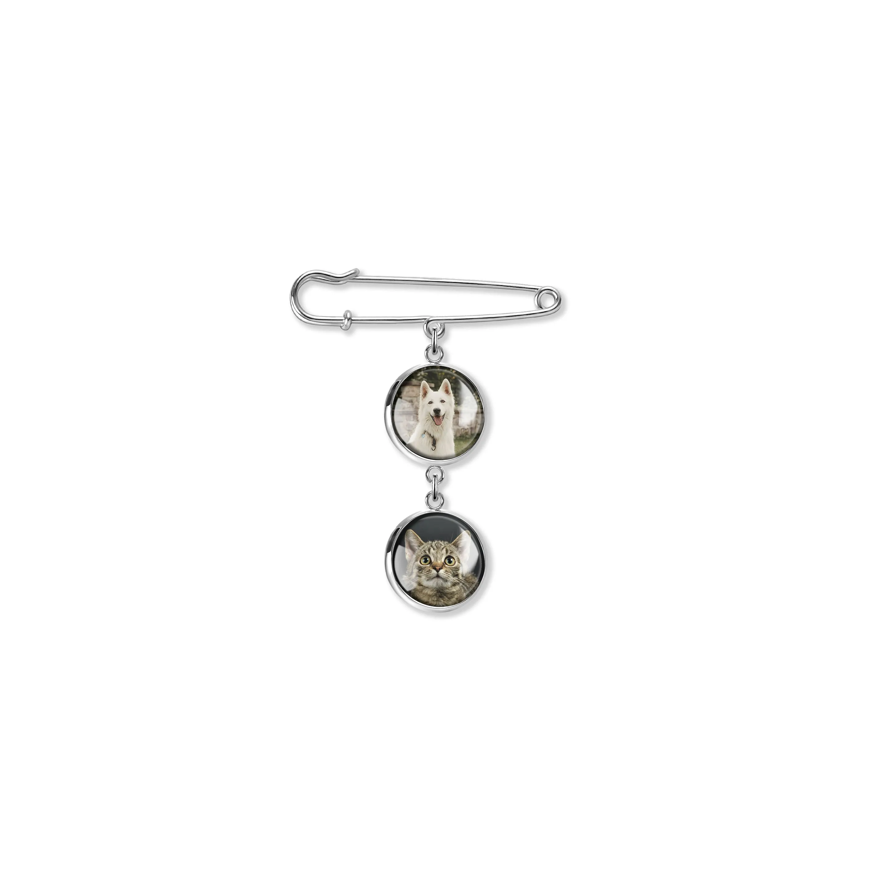 Vertical Round Pet Memorial Photo Brooch Pin sold by Anavia