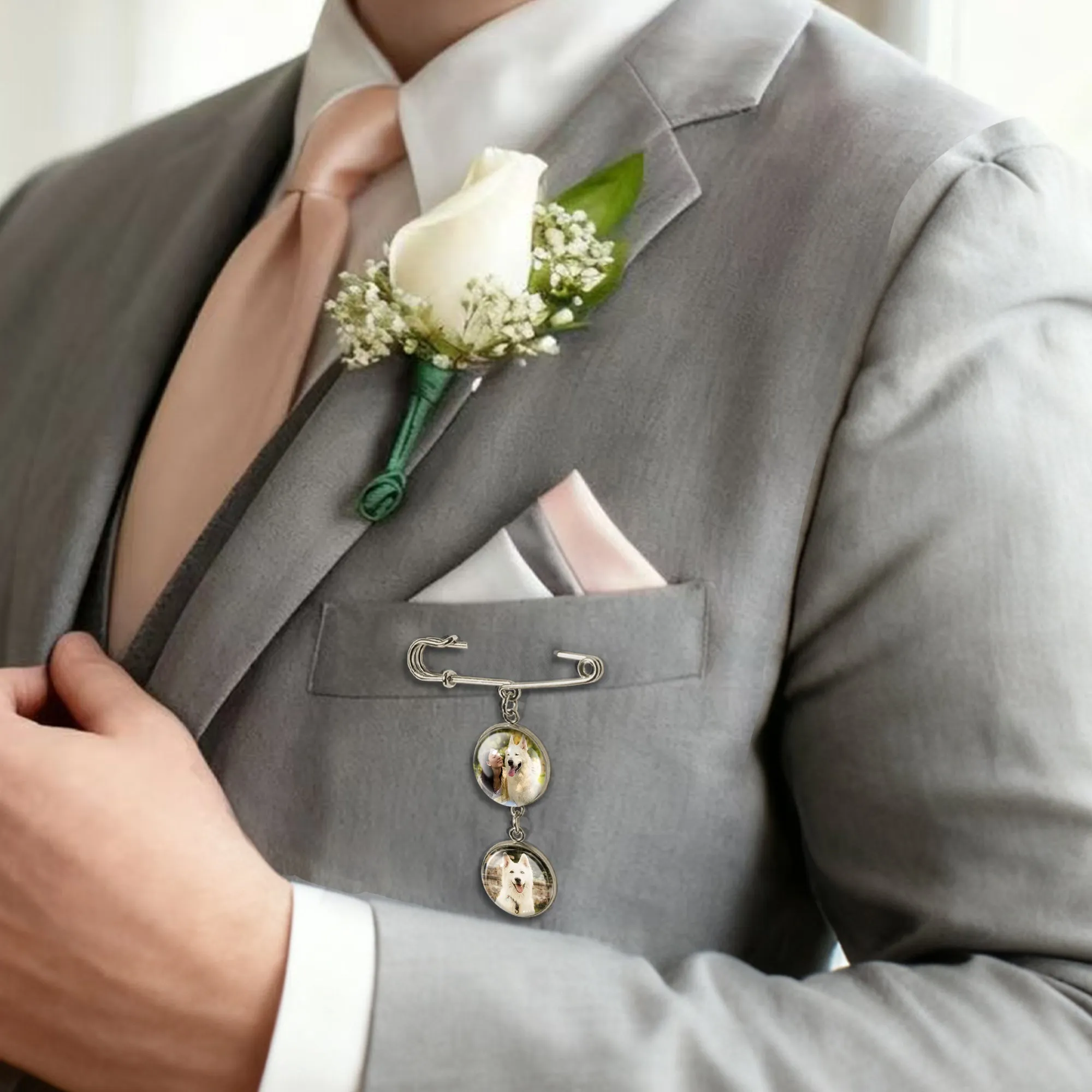 Vertical Round Pet Memorial Photo Brooch Pin sold by Anavia product image thumbnail 2