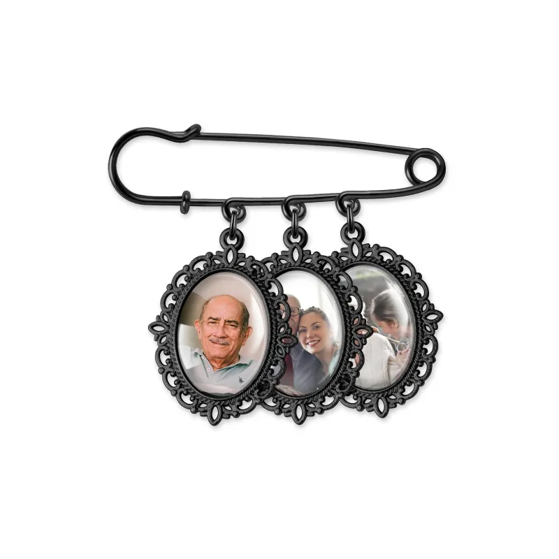 Horizontal Oval Wedding Photo Brooch Pin made by Anavia