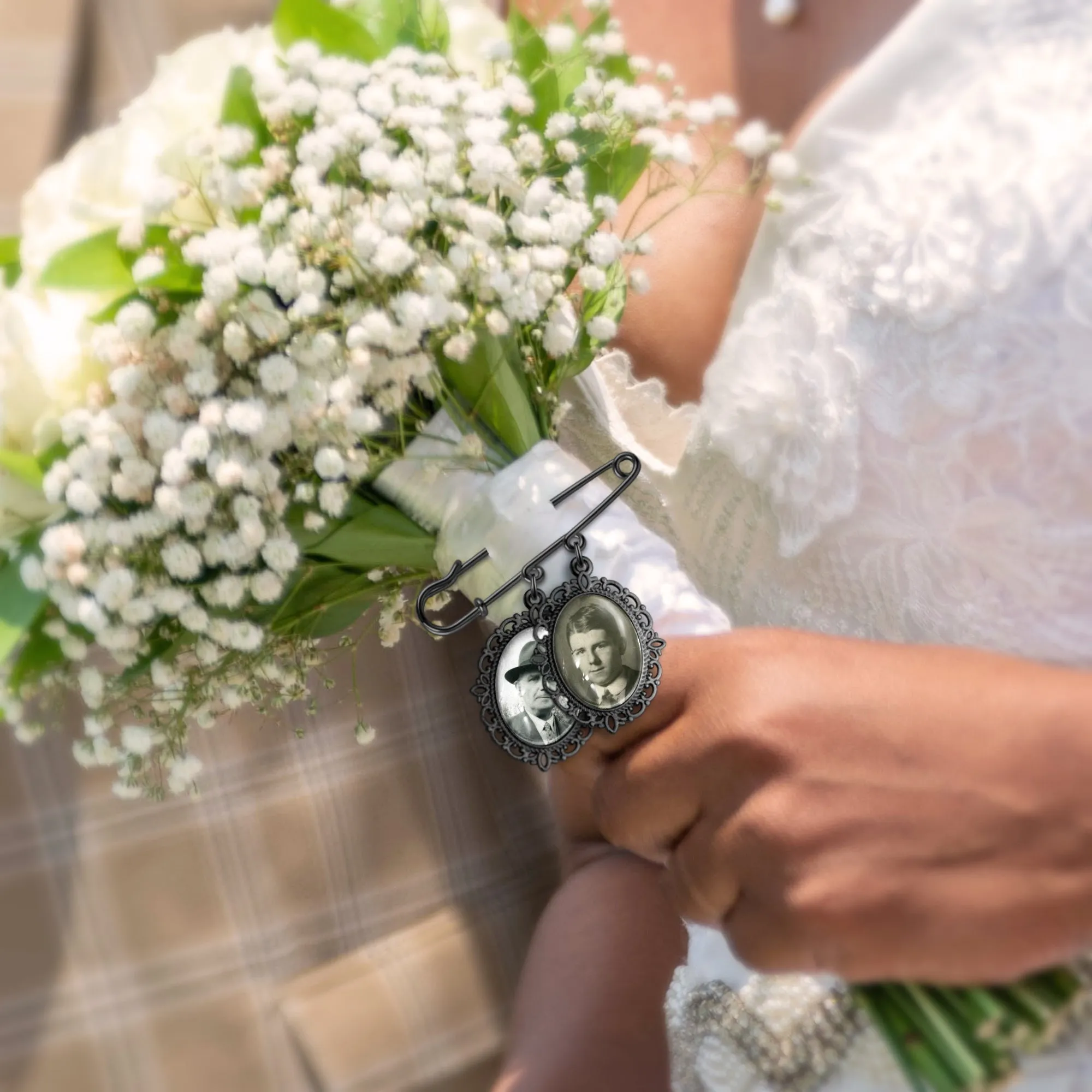 Horizontal Oval Wedding Photo Brooch Pin sold by Anavia product image thumbnail 2