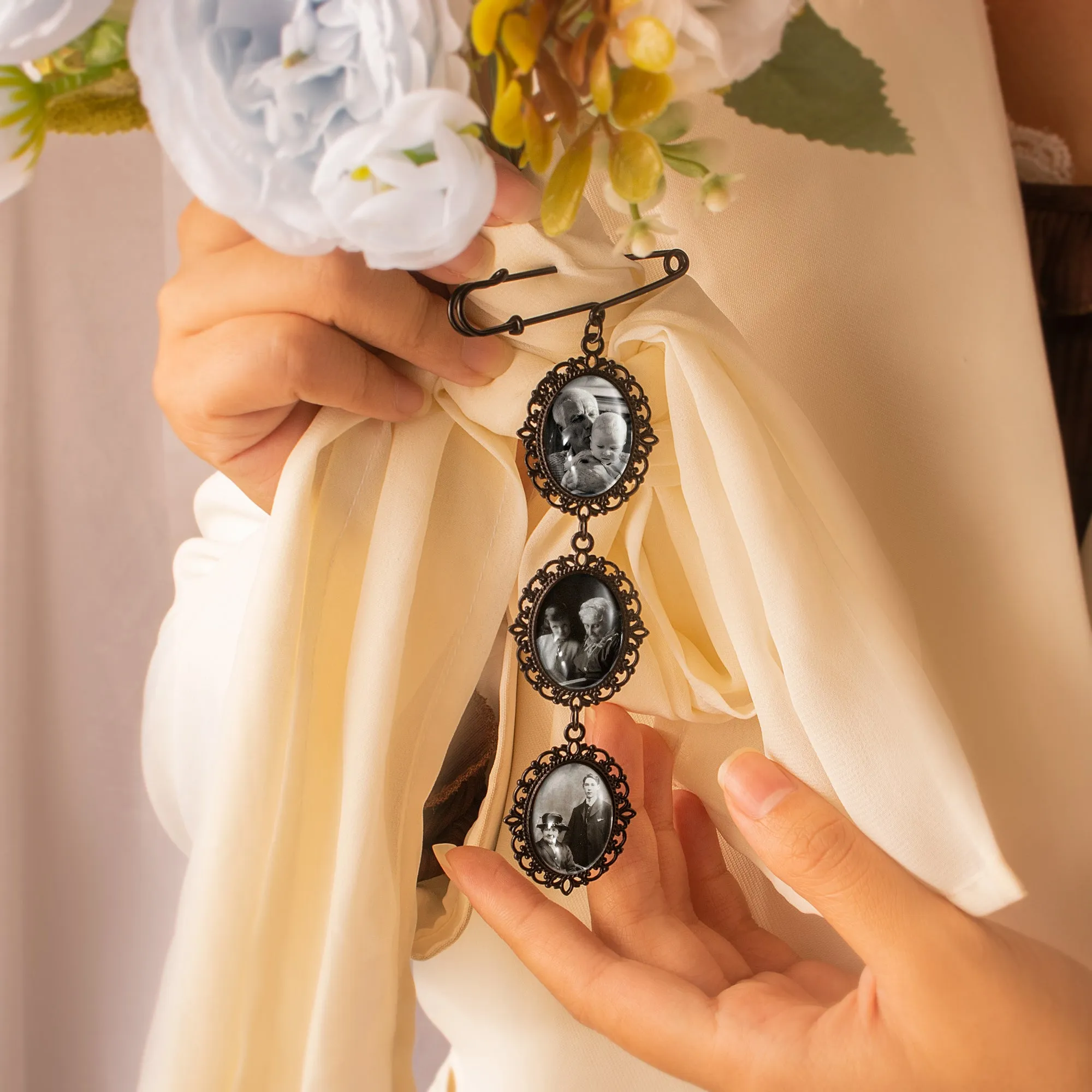 Vertical Wedding Oval Photo Brooch Pin sold by Anavia product image thumbnail 2