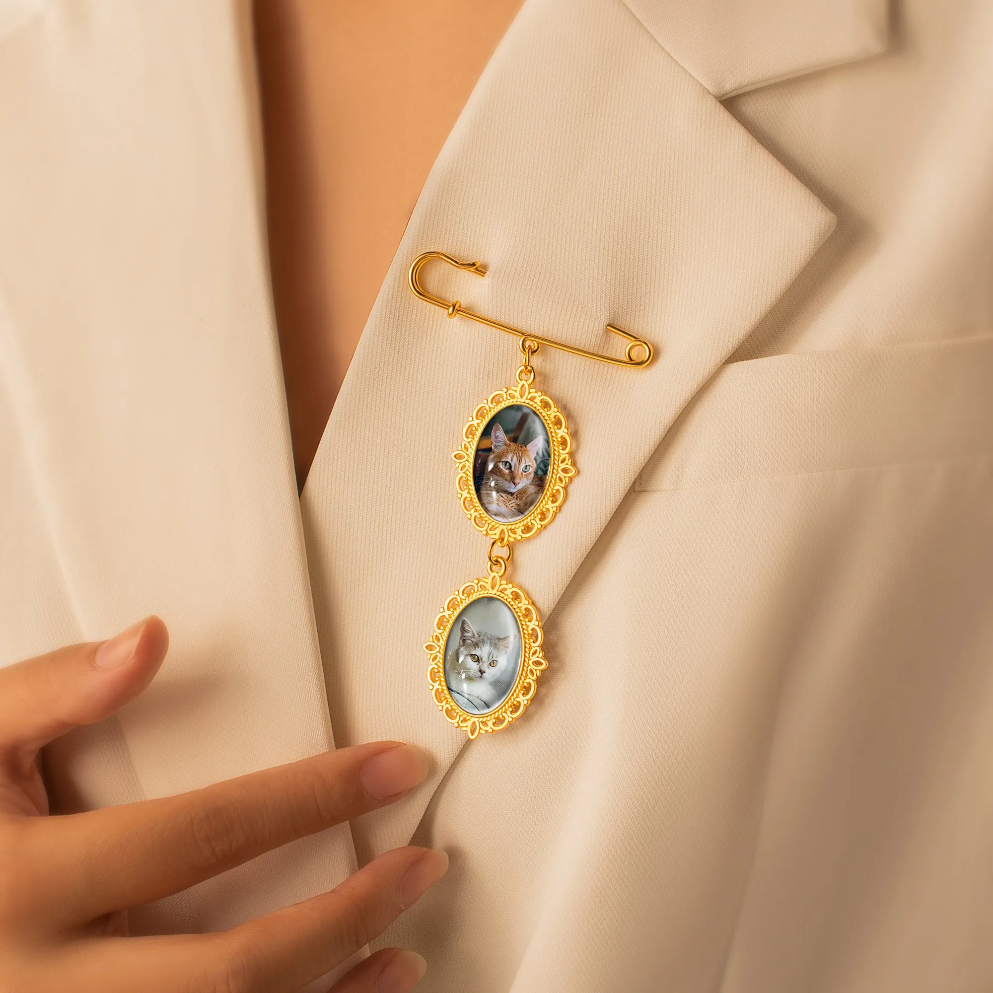 Vertical Pet Memorial Oval Photo Brooch Pin sold by Anavia product image thumbnail 4