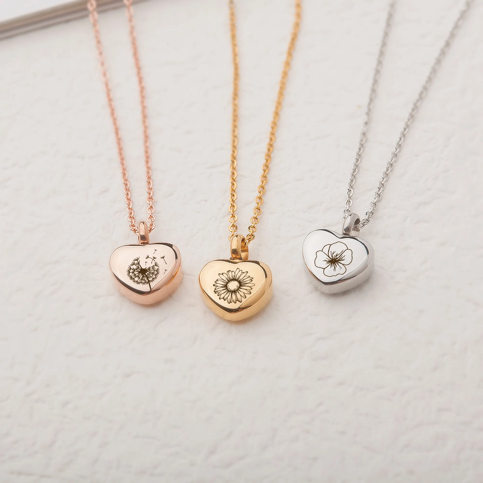 Birth Flower Mini Heart Memorial Necklace sold by Anavia product image thumbnail 5