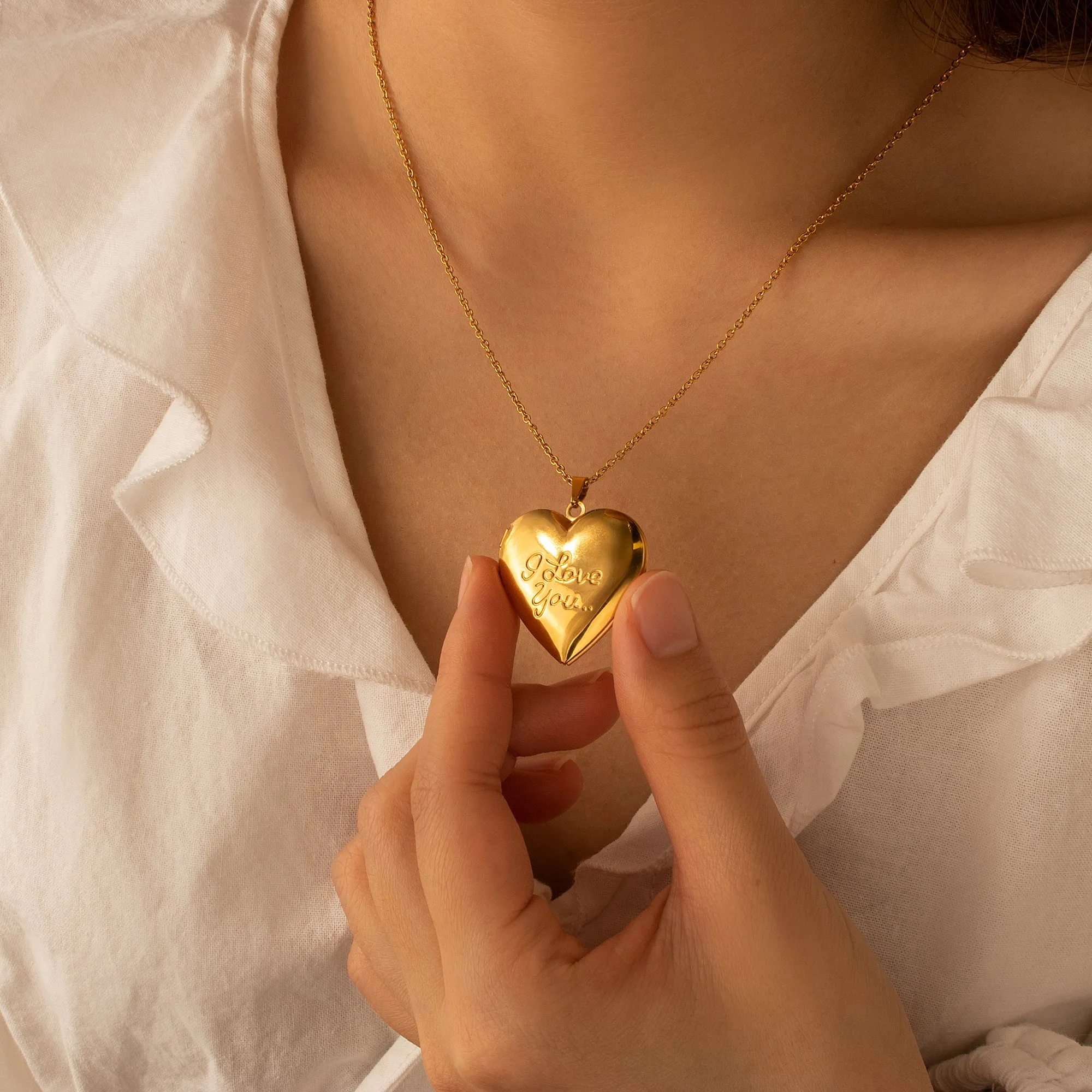 I Love You Heart Photo Locket Memorial Necklace sold by Anavia product image thumbnail 2