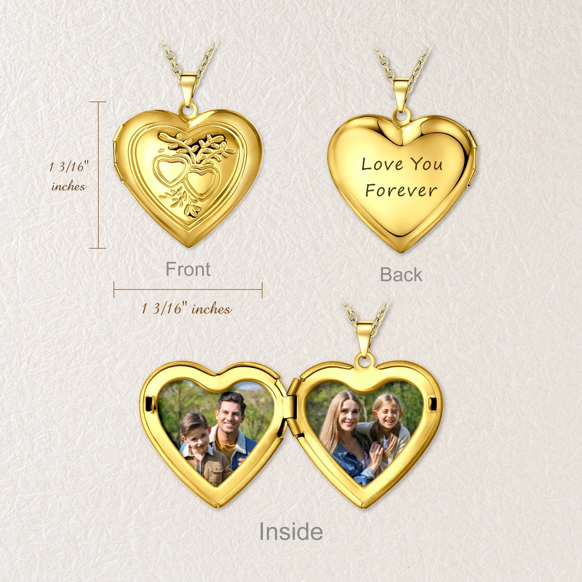 Double Hearts Photo Locket Necklace sold by Anavia product image thumbnail 4
