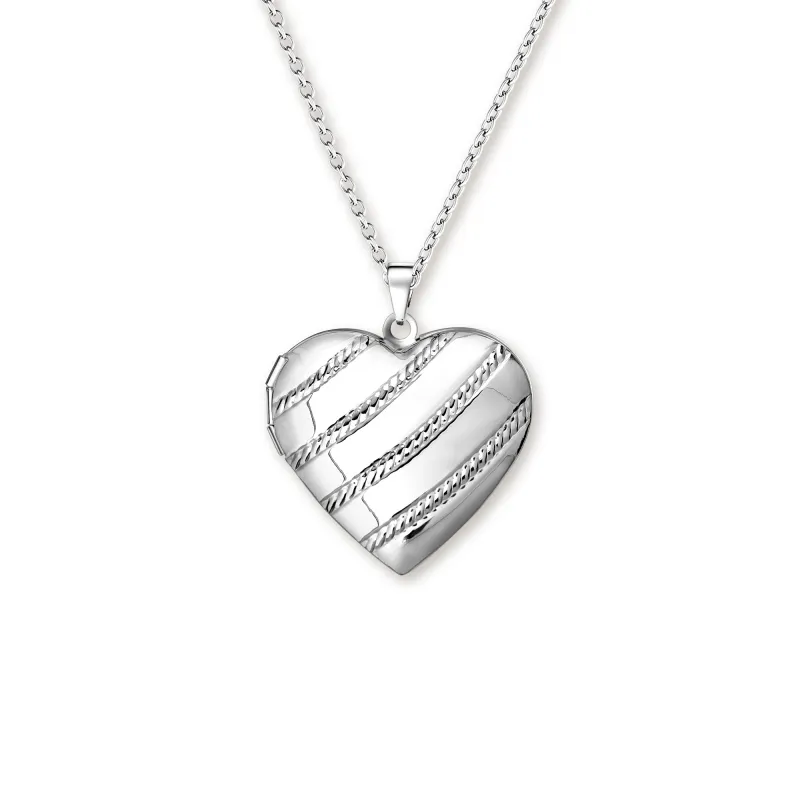 Stripes Heart Photo Locket Necklace made by Anavia
