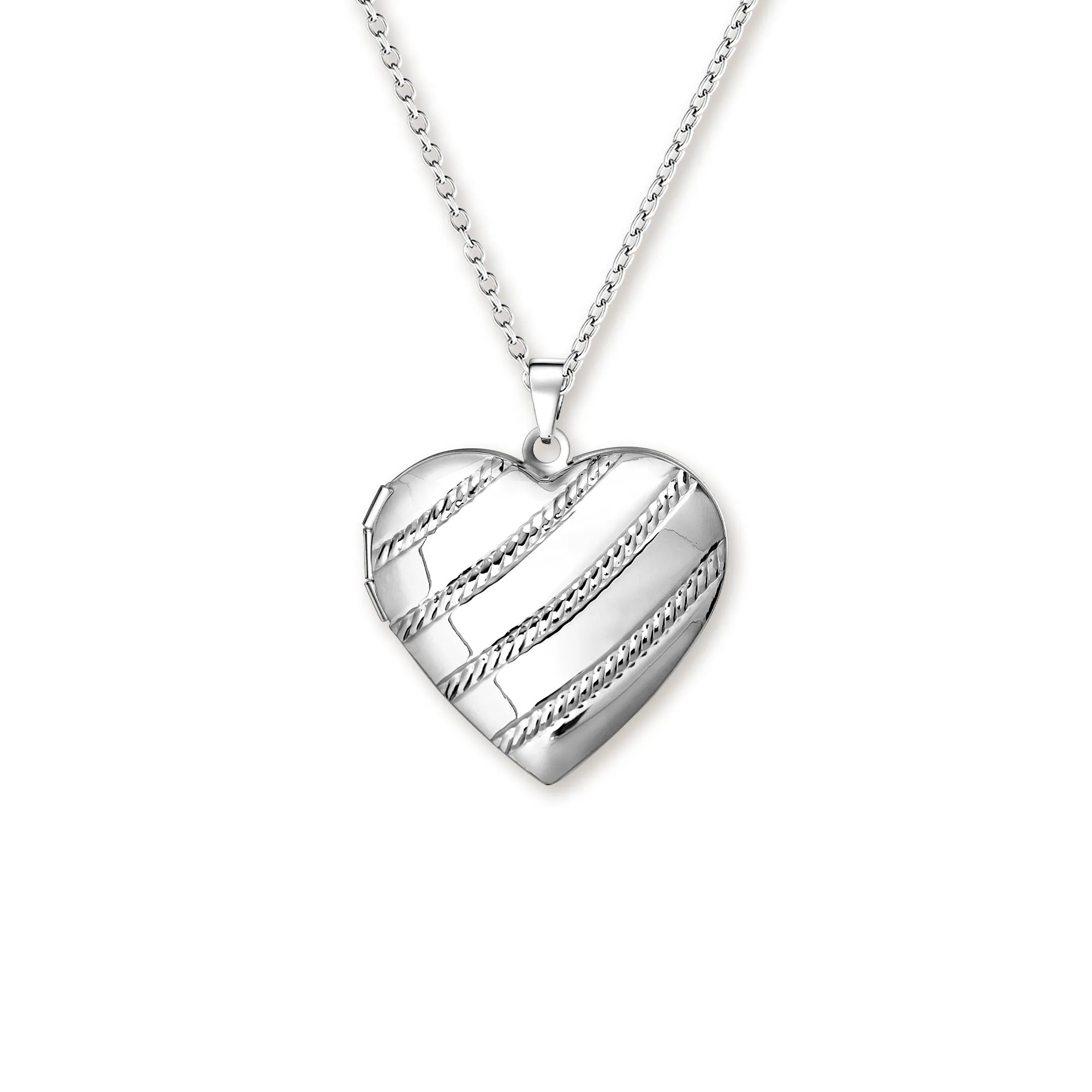 Stripes Heart Photo Locket Necklace sold by Anavia