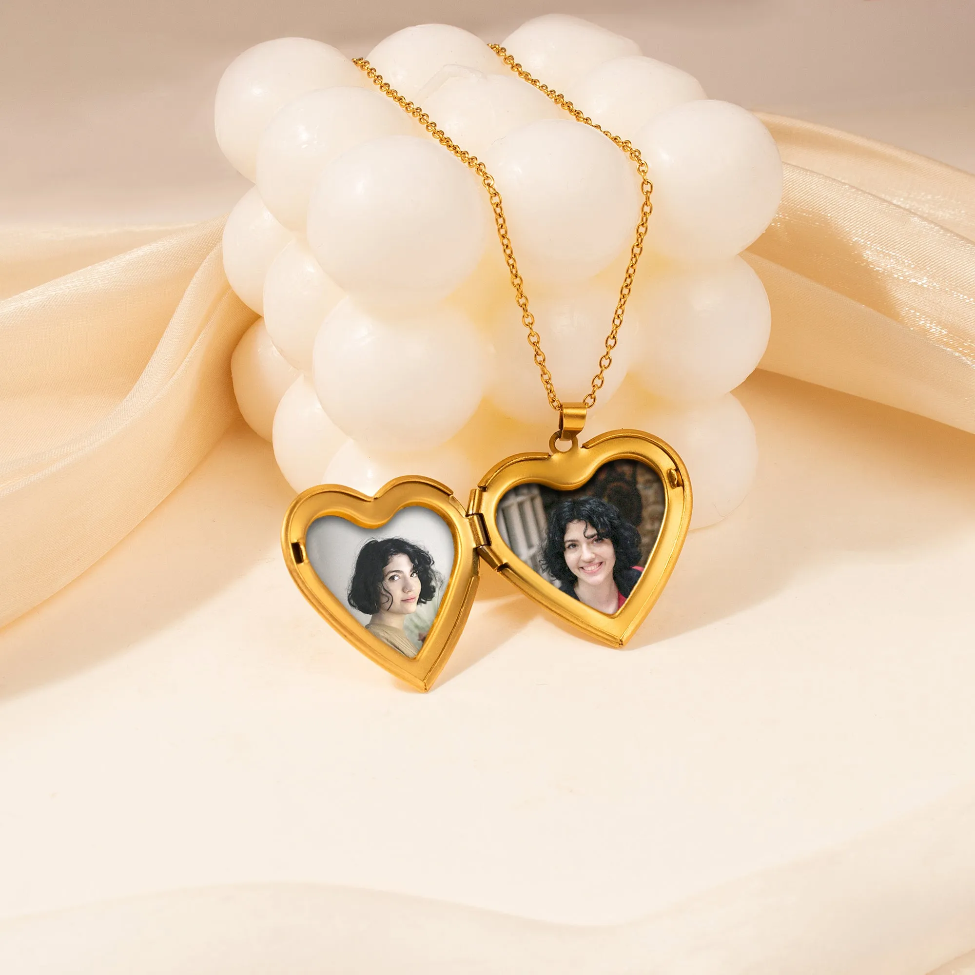 Stripes Heart Photo Locket Necklace sold by Anavia product image thumbnail 5