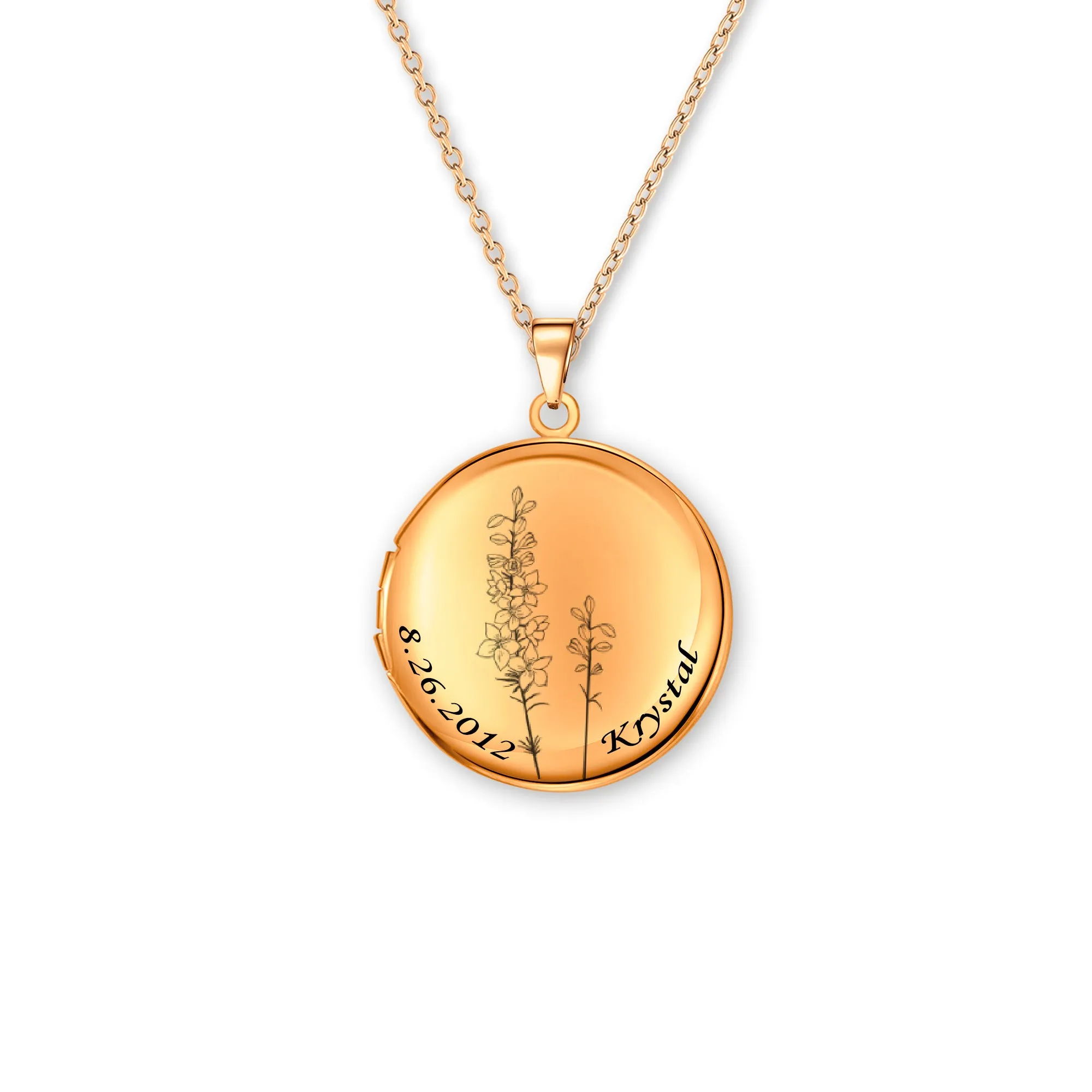 Birth Flower Memorial Photo Locket Necklace sold by Anavia