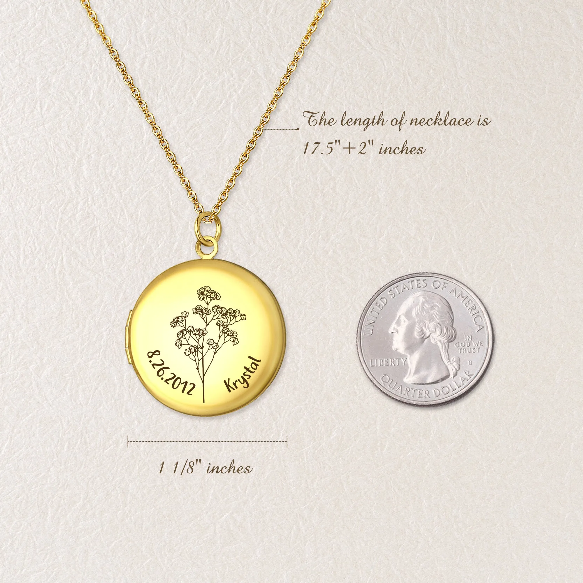 Birth Flower Memorial Photo Locket Necklace sold by Anavia product image thumbnail 4