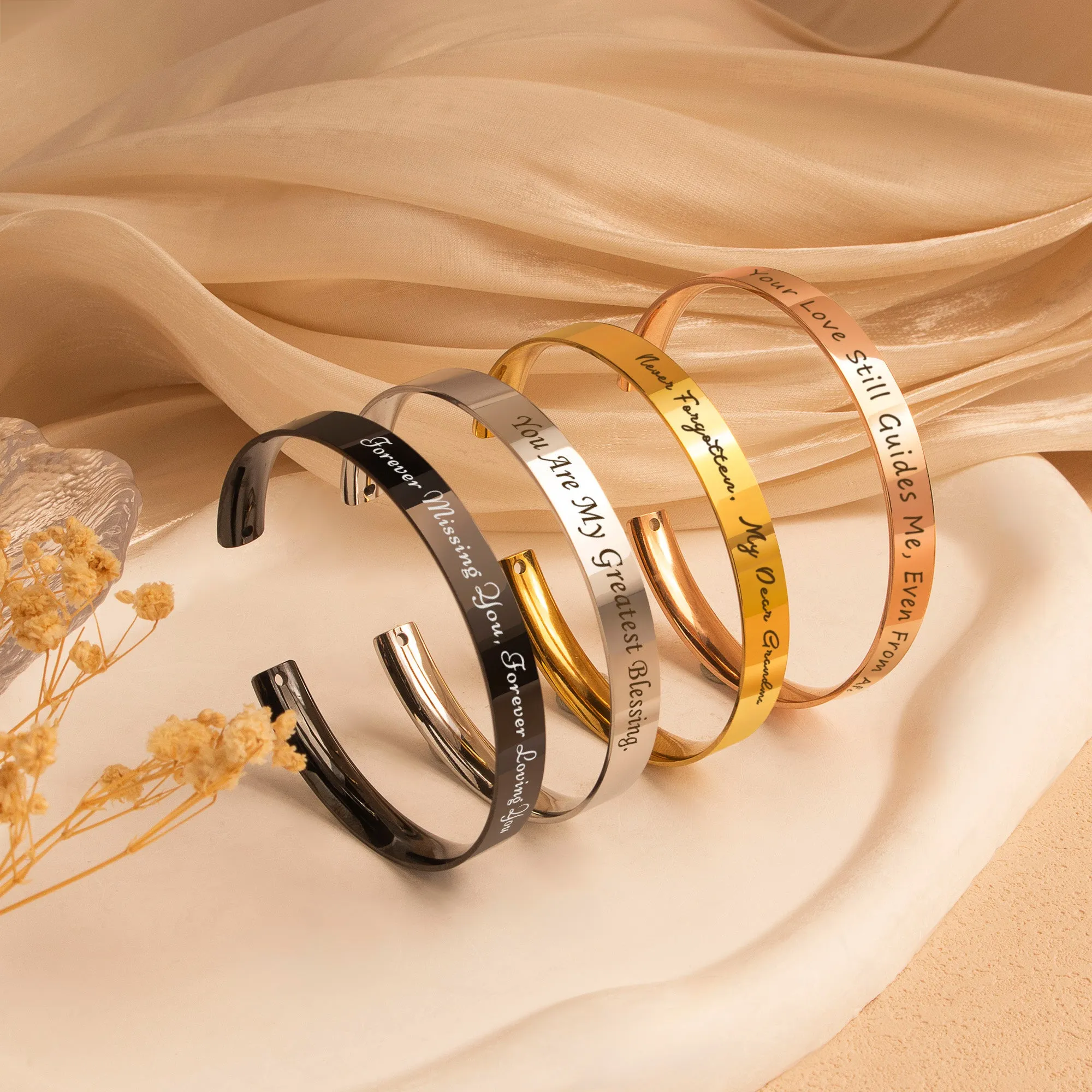 Custom 8mm Memorial Cuff Bangle – Remembrance Keepsake sold by Anavia product image thumbnail 5