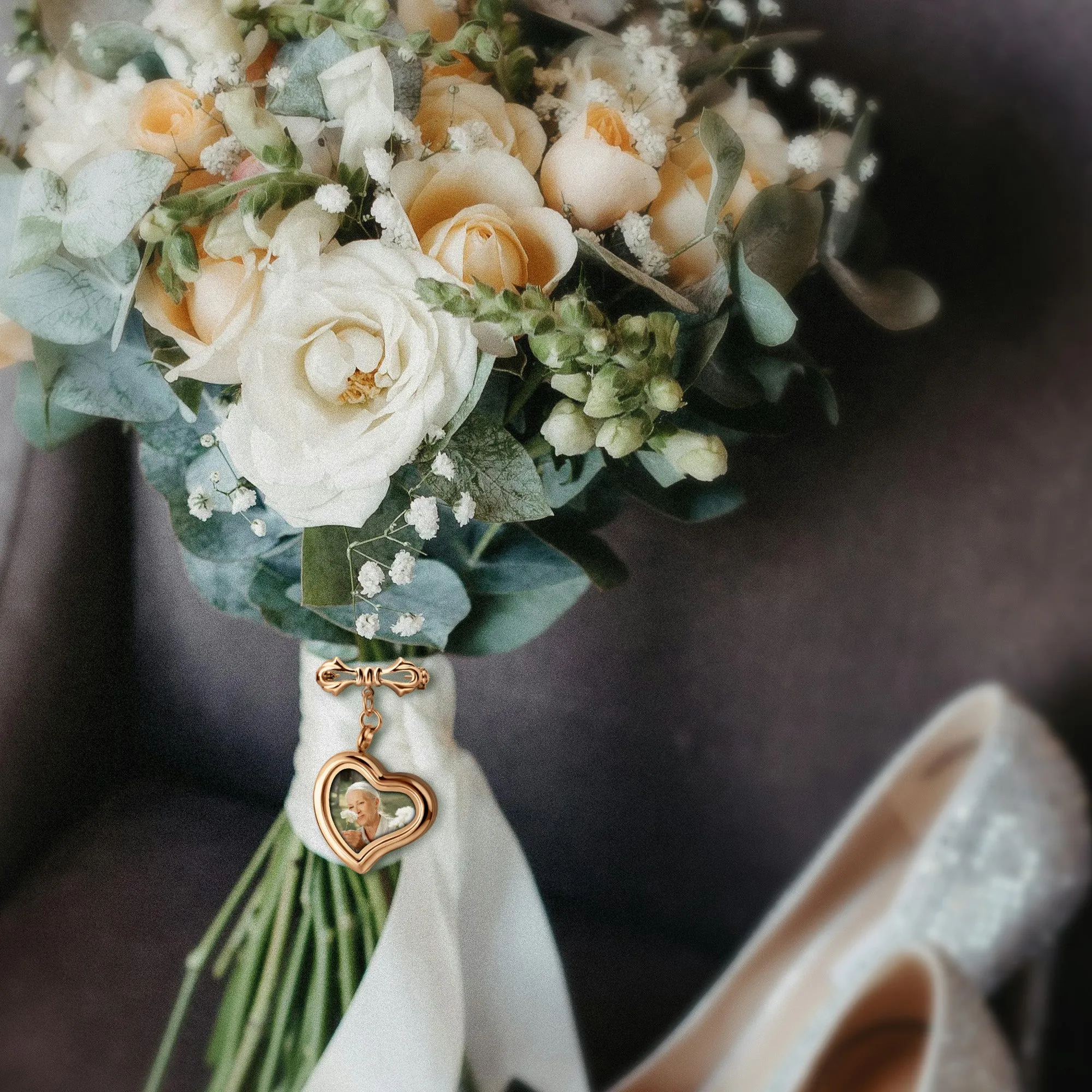 Glass Sideways Heart Wedding Photo Locket Brooch Pin sold by Anavia product image thumbnail 2