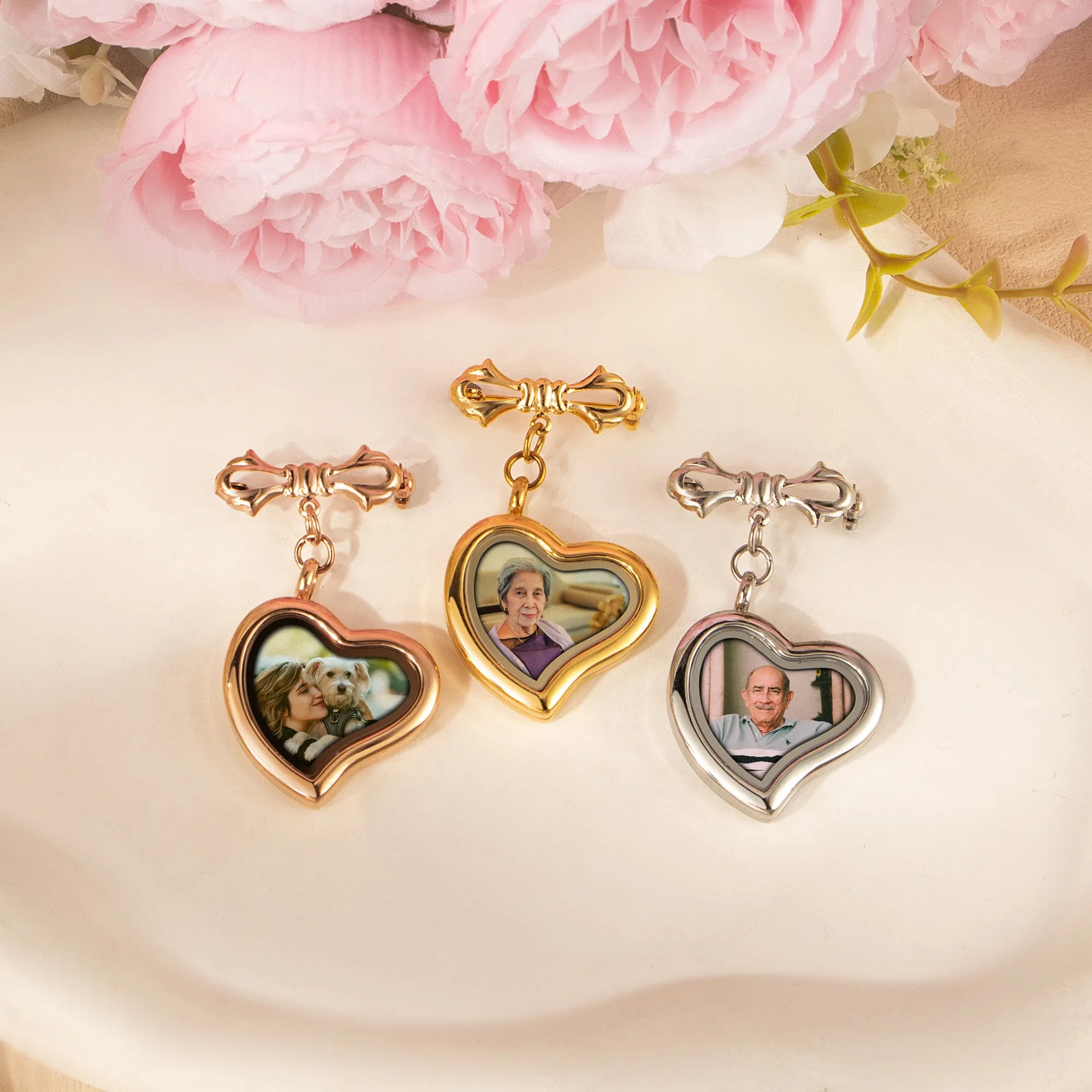 Glass Sideways Heart Wedding Photo Locket Brooch Pin sold by Anavia product image thumbnail 5