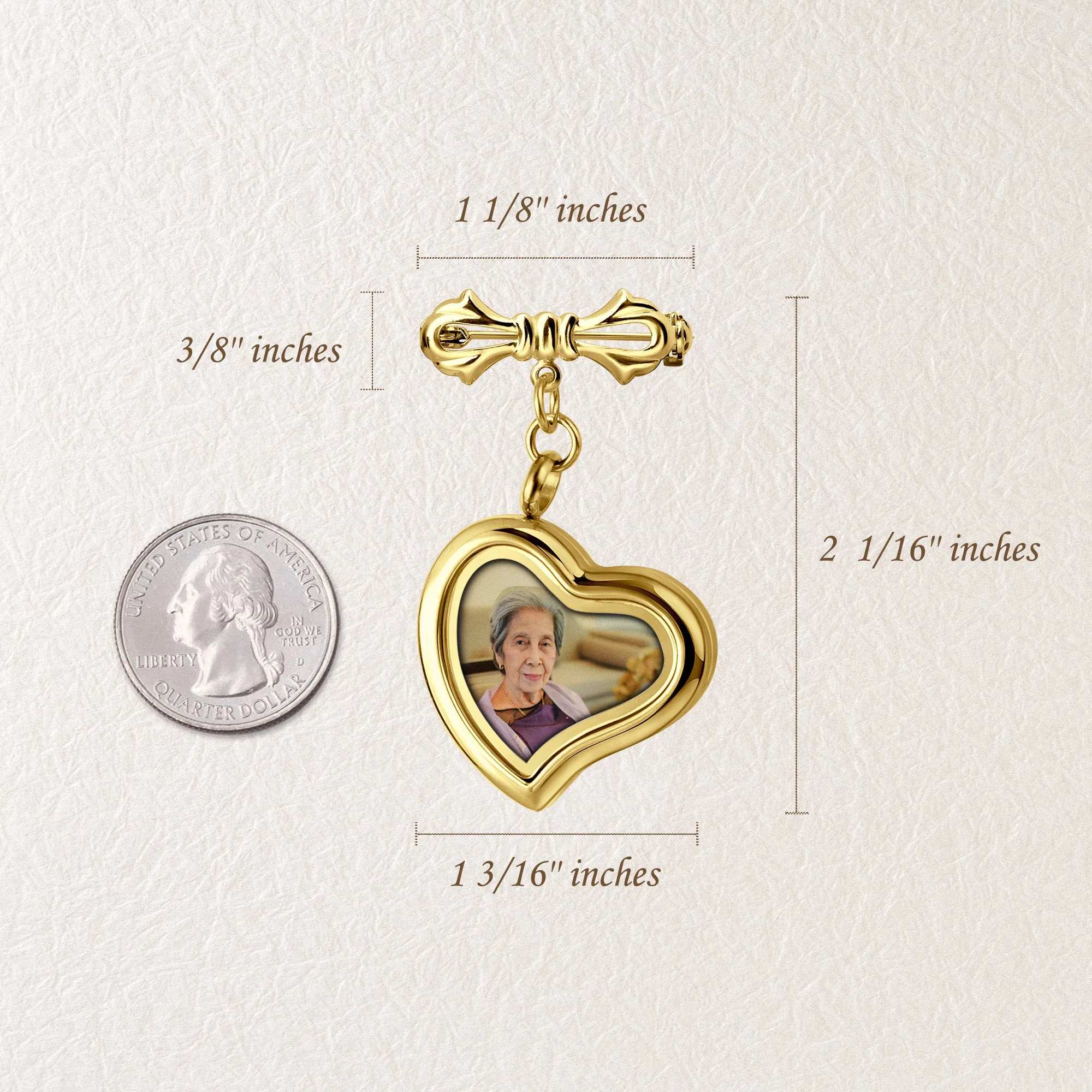 Glass Sideways Heart Wedding Photo Locket Brooch Pin sold by Anavia product image thumbnail 4