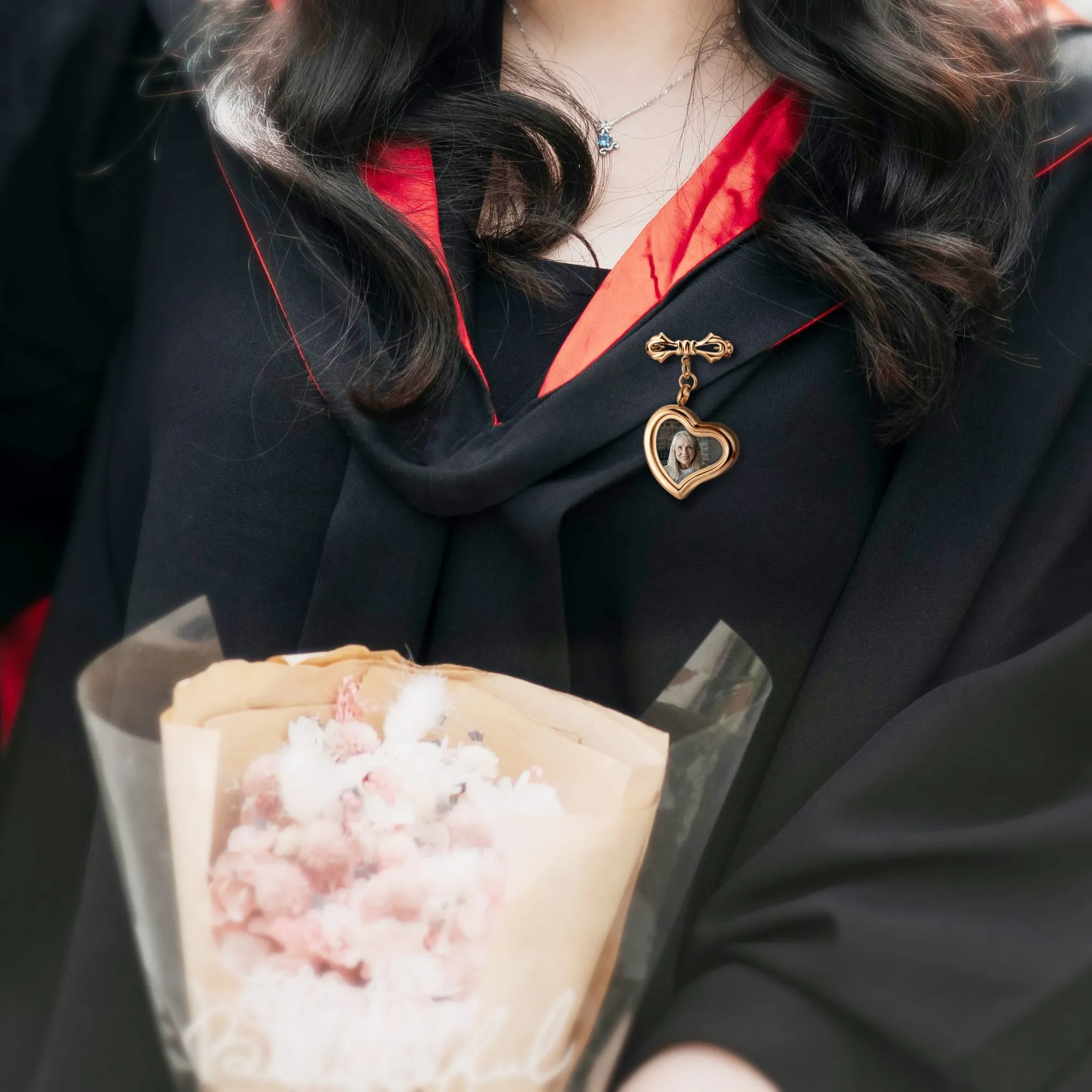 Glass Sideways Heart Graduation Photo Locket Brooch Pin sold by Anavia product image thumbnail 2