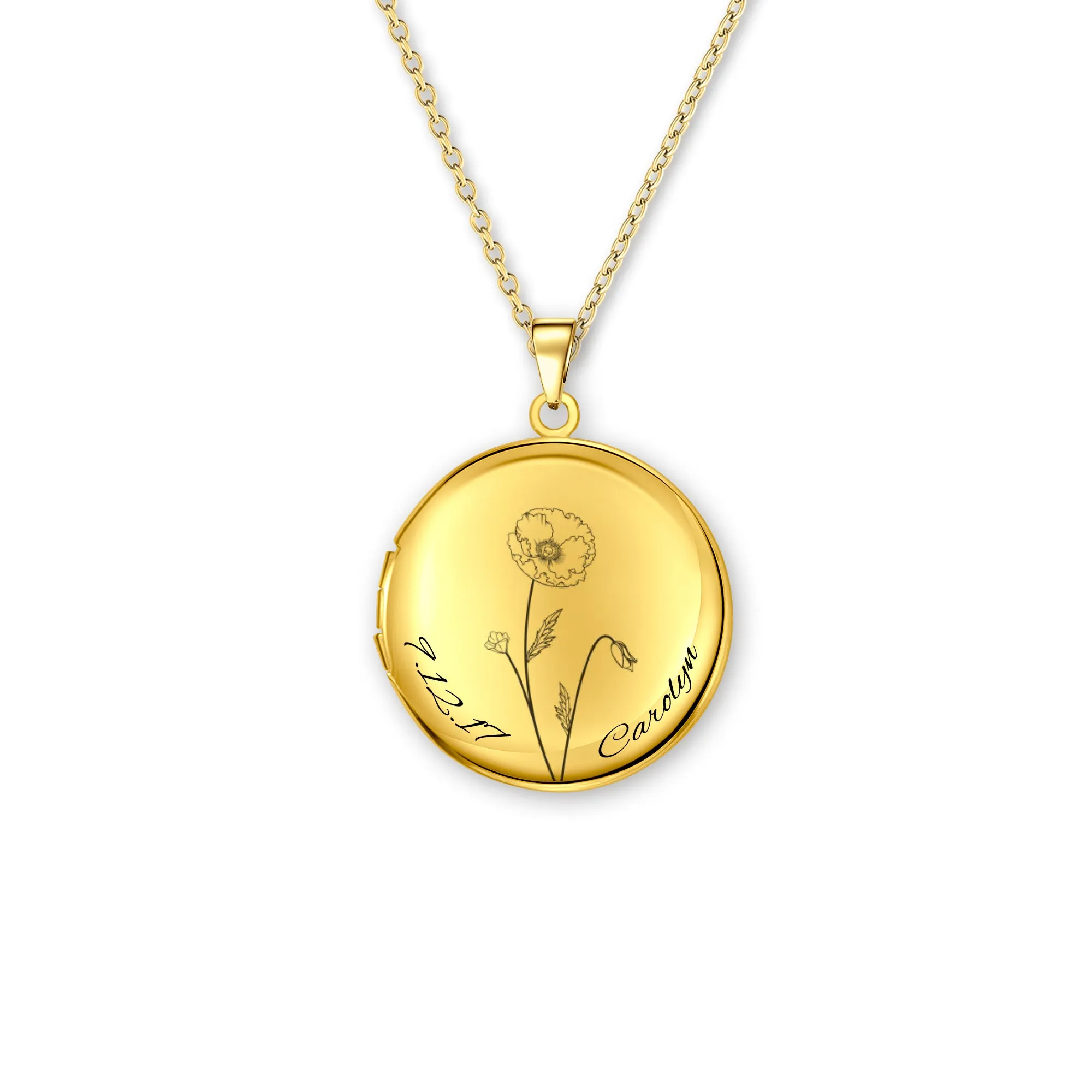 Birth Flower Pet Memorial Photo Locket Necklace sold by Anavia