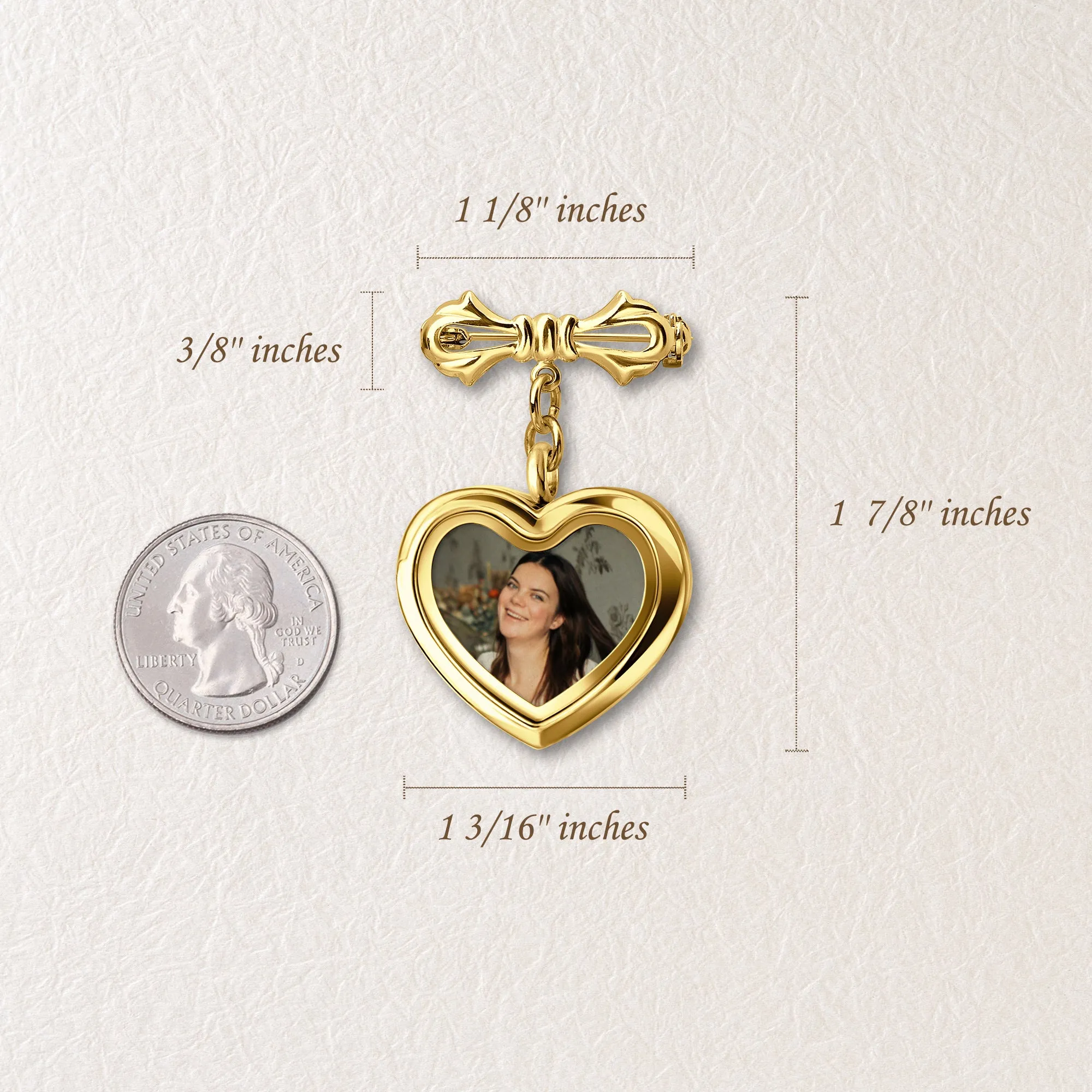 Glass Heart Wedding Photo Locket Brooch Pin sold by Anavia product image thumbnail 3