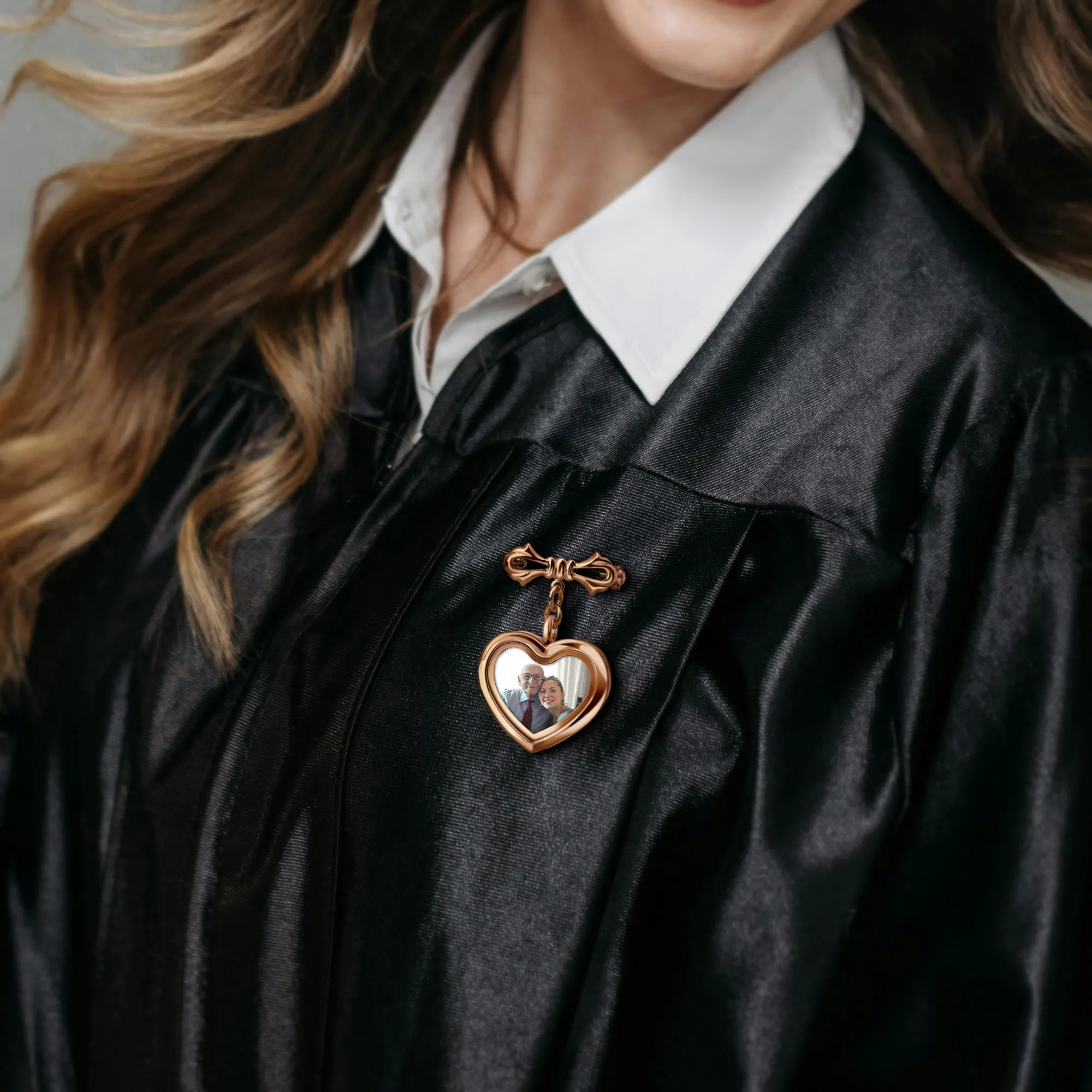 Glass Heart Graduation Photo Locket Brooch Pin sold by Anavia product image thumbnail 2