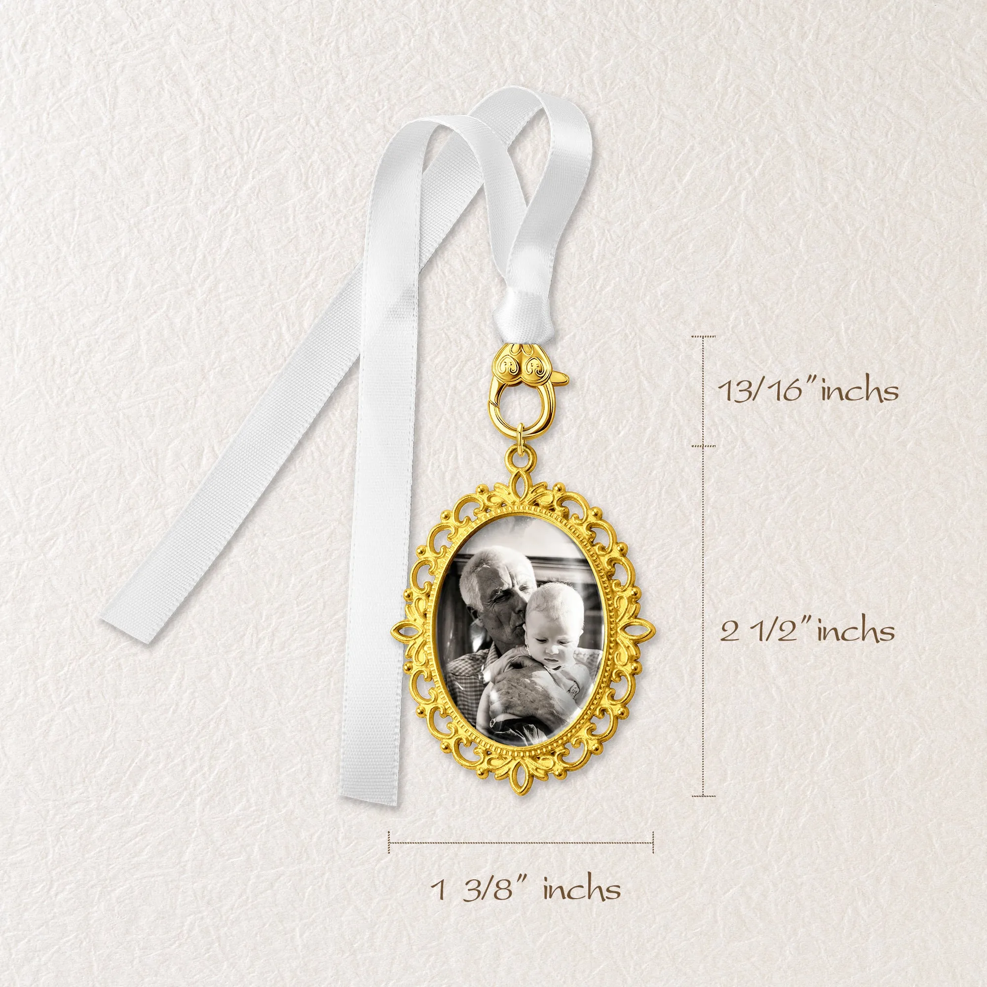 Reversible Wedding Photo Ribbon Brooch sold by Anavia product image thumbnail 3