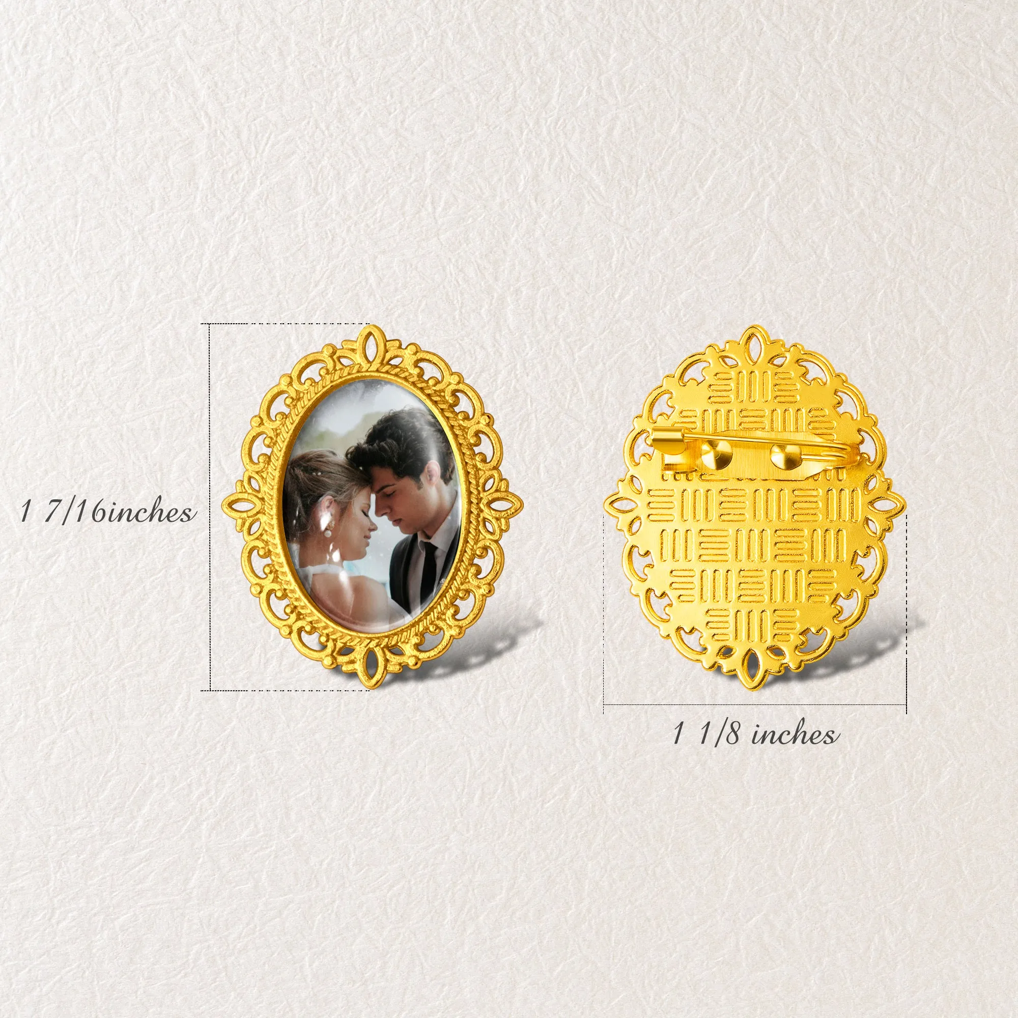 Vintage Oval Resin Wedding Photo Brooch Pin sold by Anavia product image thumbnail 3