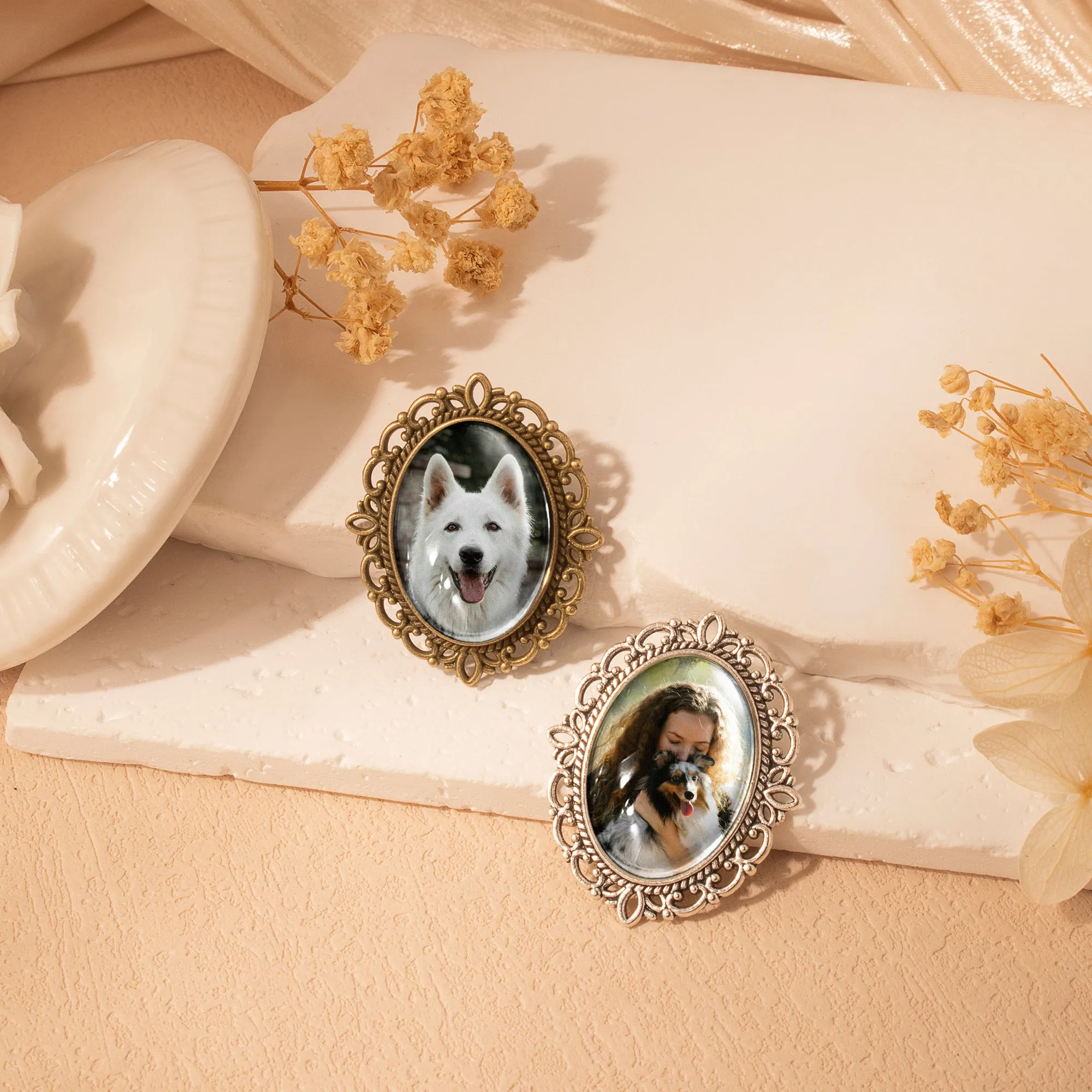 Vintage Oval Resin Pet Photo Brooch sold by Anavia product image thumbnail 2