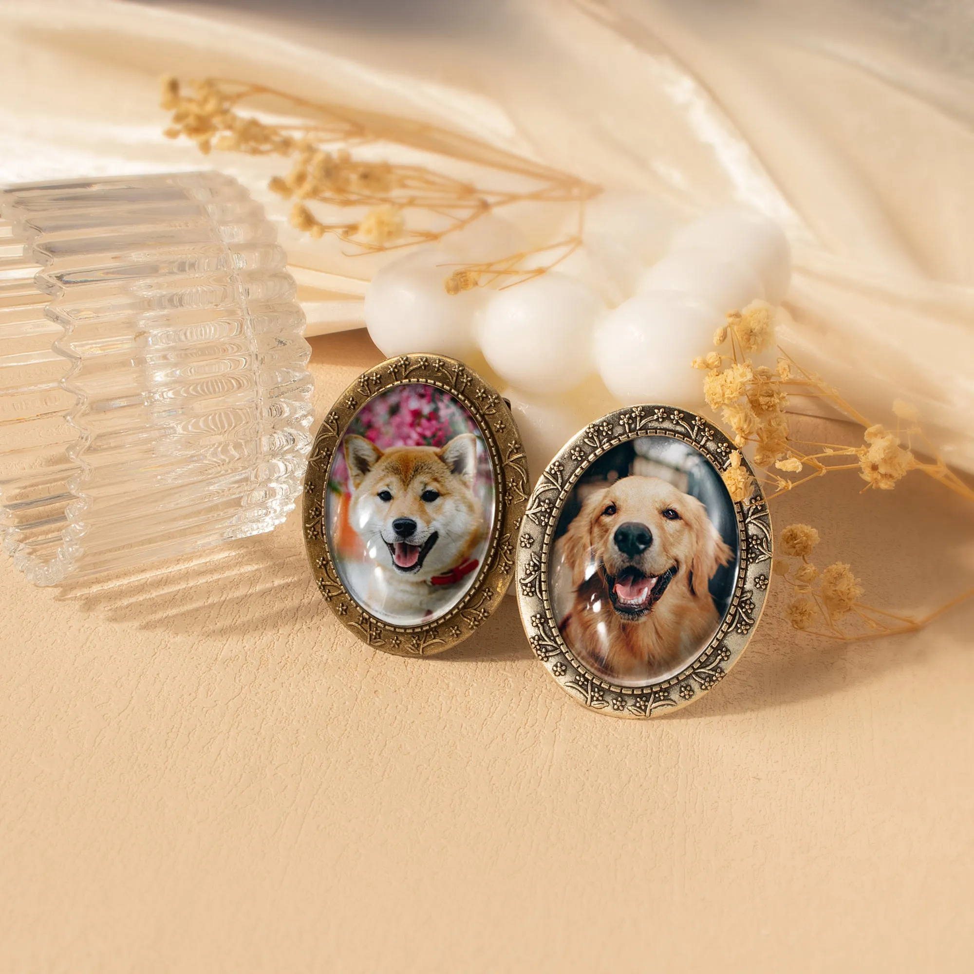 Vintage Oval Floral Pet Memorial Photo Brooch sold by Anavia product image thumbnail 5