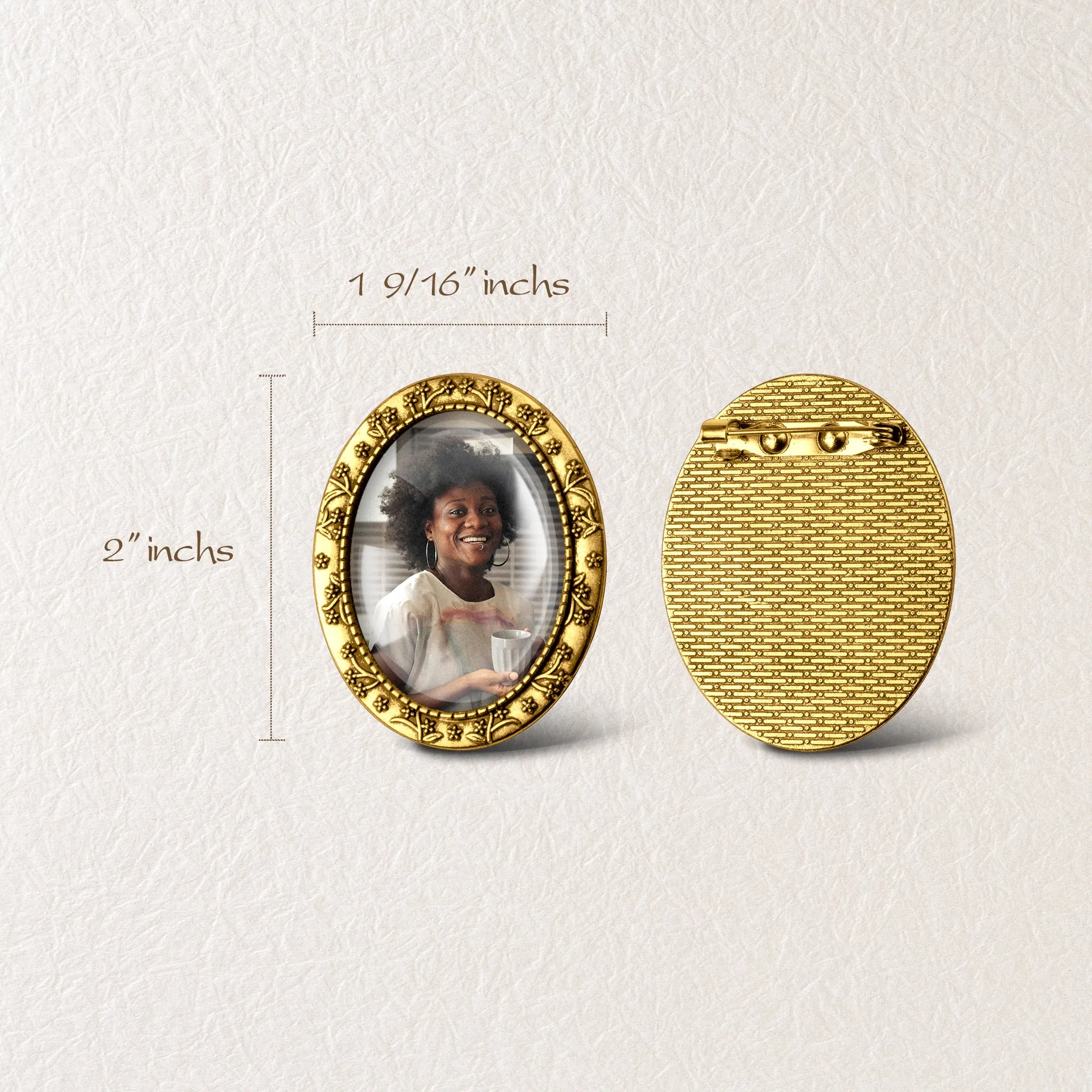 Vintage Oval Floral Pet Memorial Photo Brooch sold by Anavia product image thumbnail 3