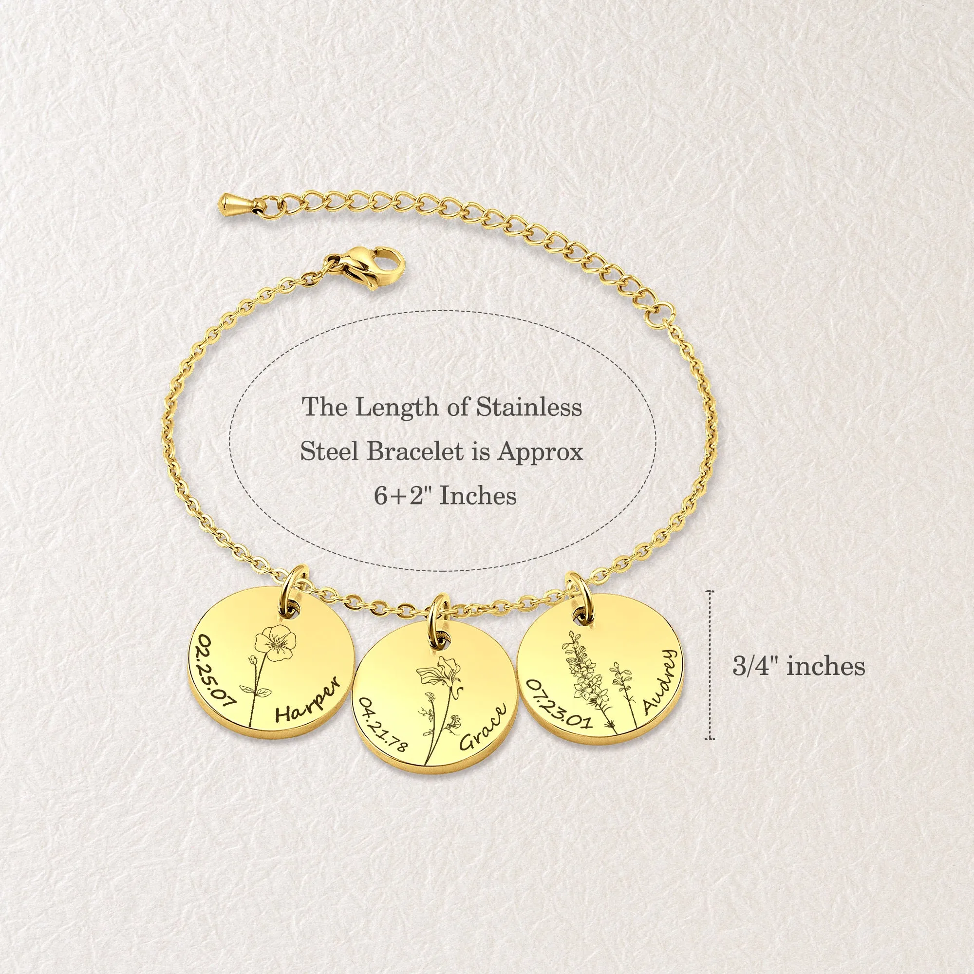 Custom Memorial Birth Flower Bracelet sold by Anavia product image thumbnail 4