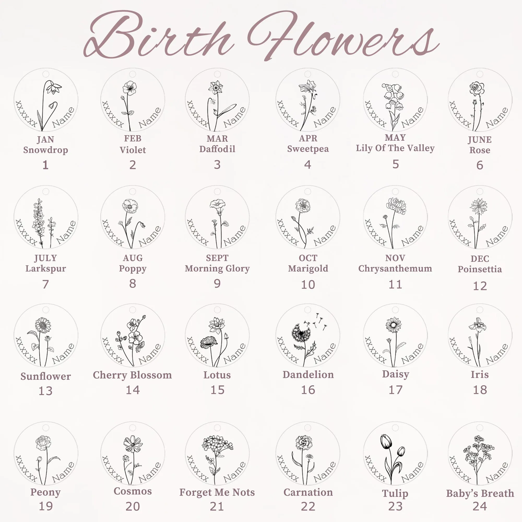 Custom Memorial Birth Flower Bracelet sold by Anavia product image thumbnail 3
