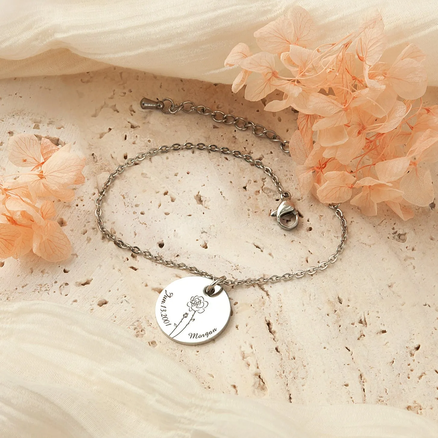 Custom Memorial Birth Flower Bracelet sold by Anavia product image thumbnail 5