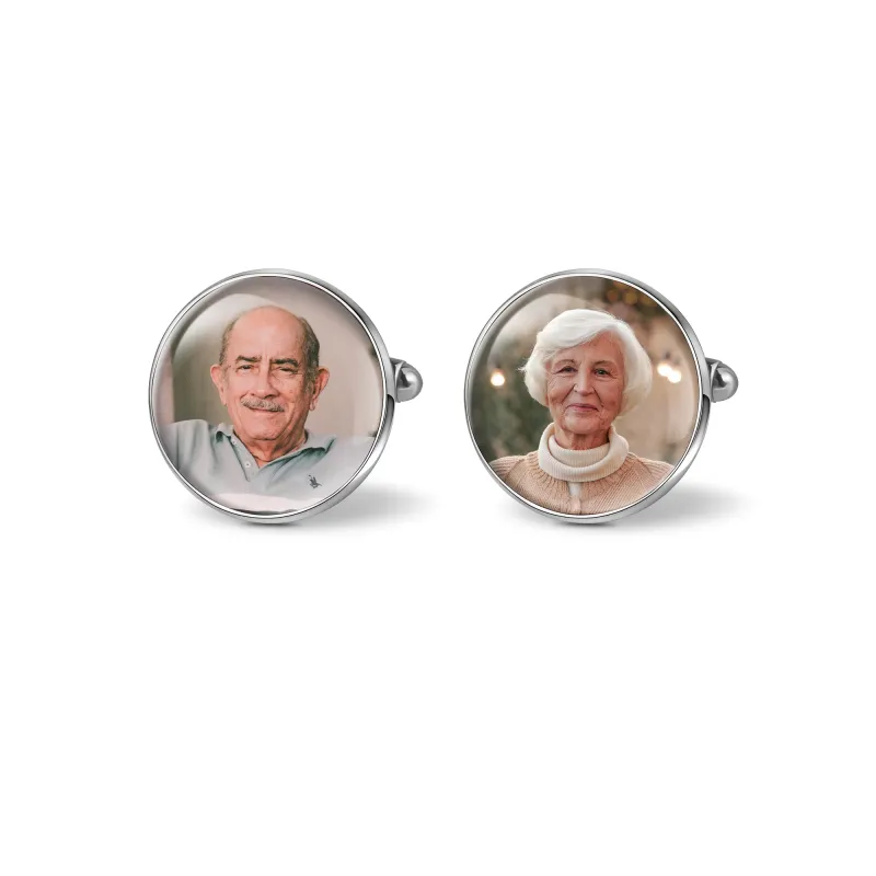 Round Photo Cufflinks with Glass Dome Cab made by Anavia