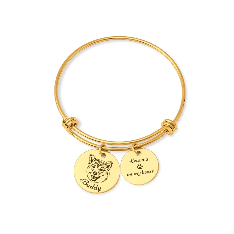 Pet Portrait Charm Adjustable Bangle made by Anavia